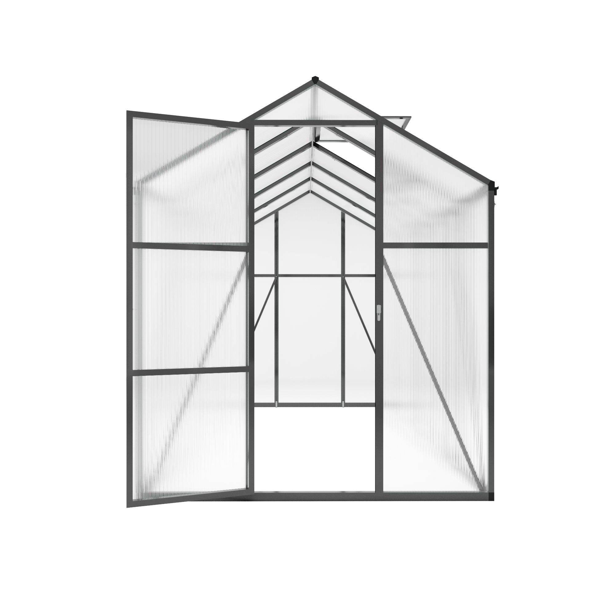 6ft x 10ft Heavy‑Duty Aluminum Walk‑In Greenhouse — Wind‑Resistant Polycarbonate Panels with Raised Base & Drainage System Black