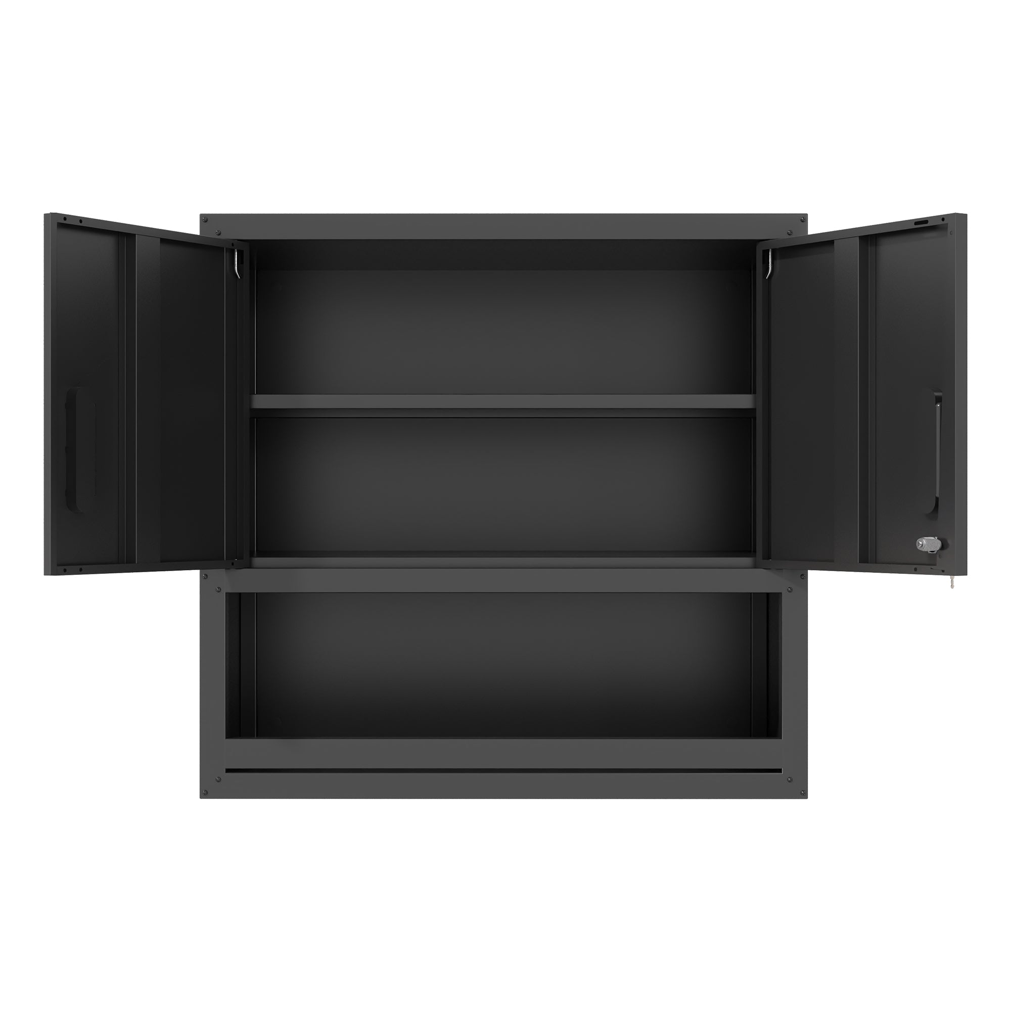 Metal Wall-Mounted Tool Storage Cabinet – Locking Door & Open Drawer for Garage, Warehouse, Office