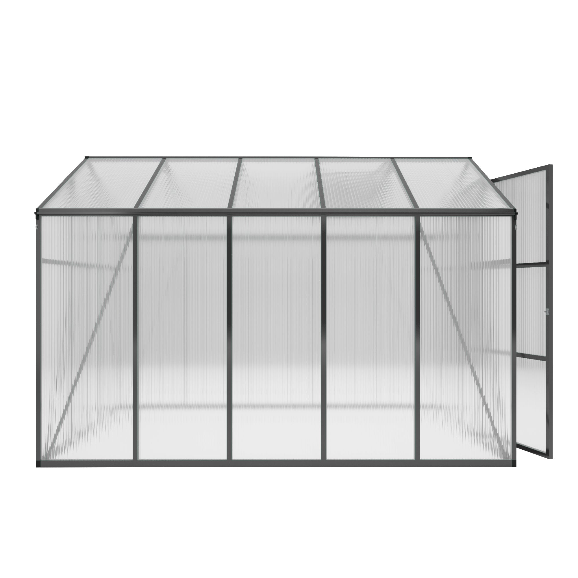 6ft x 10ft Heavy‑Duty Aluminum Walk‑In Greenhouse — Wind‑Resistant Polycarbonate Panels with Raised Base & Drainage System Black