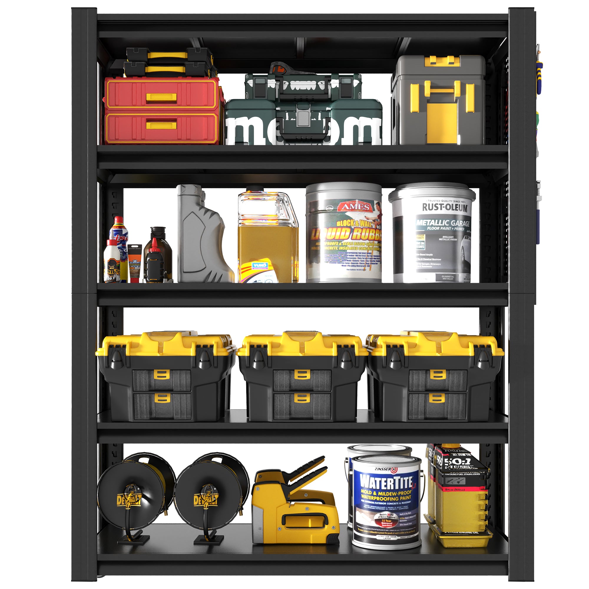 5-Tier Heavy-Duty Metal Shelving Unit with Pegboard, 78"H x 47.2"W x 18"D, 2000 lb Capacity