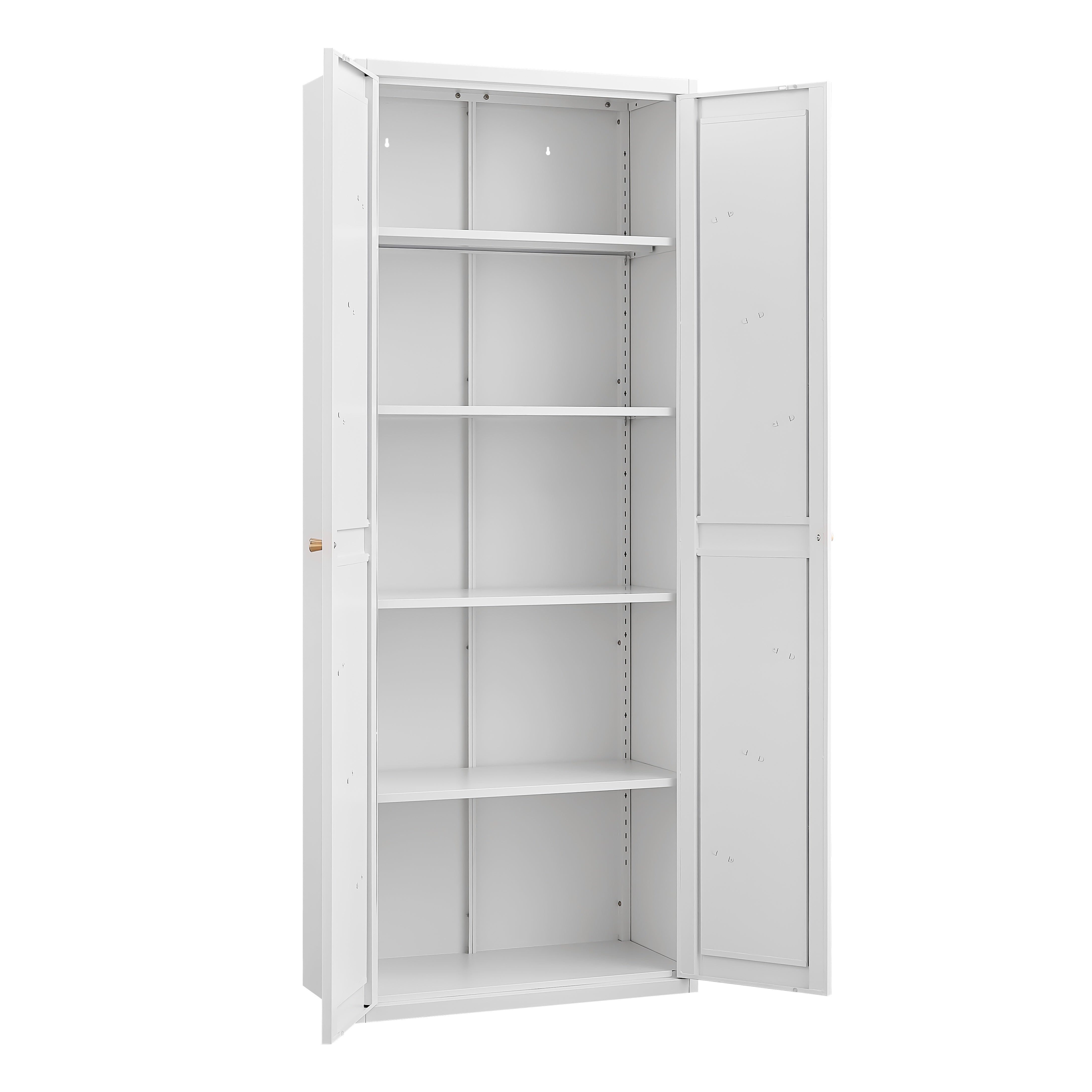 Metal Adjustable 2 Doors Metal Storage Cabinet Kitchen Pantry Cabinet With Adjustable Shelves Tall Steel Cabinet Locker For Kitchen, Living Room, Dining Room And Office