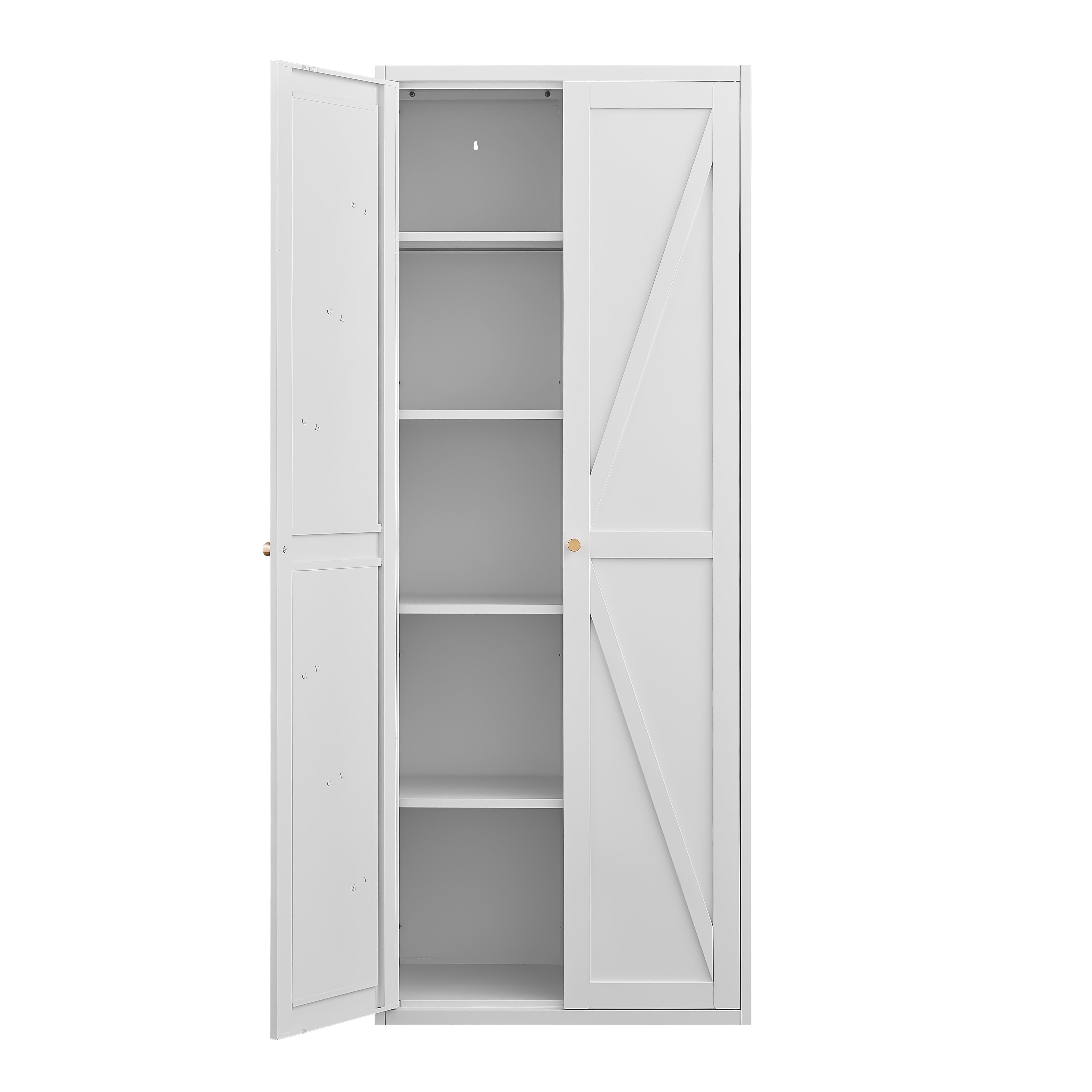 Metal Adjustable 2 Doors Metal Storage Cabinet Kitchen Pantry Cabinet With Adjustable Shelves Tall Steel Cabinet Locker For Kitchen, Living Room, Dining Room And Office