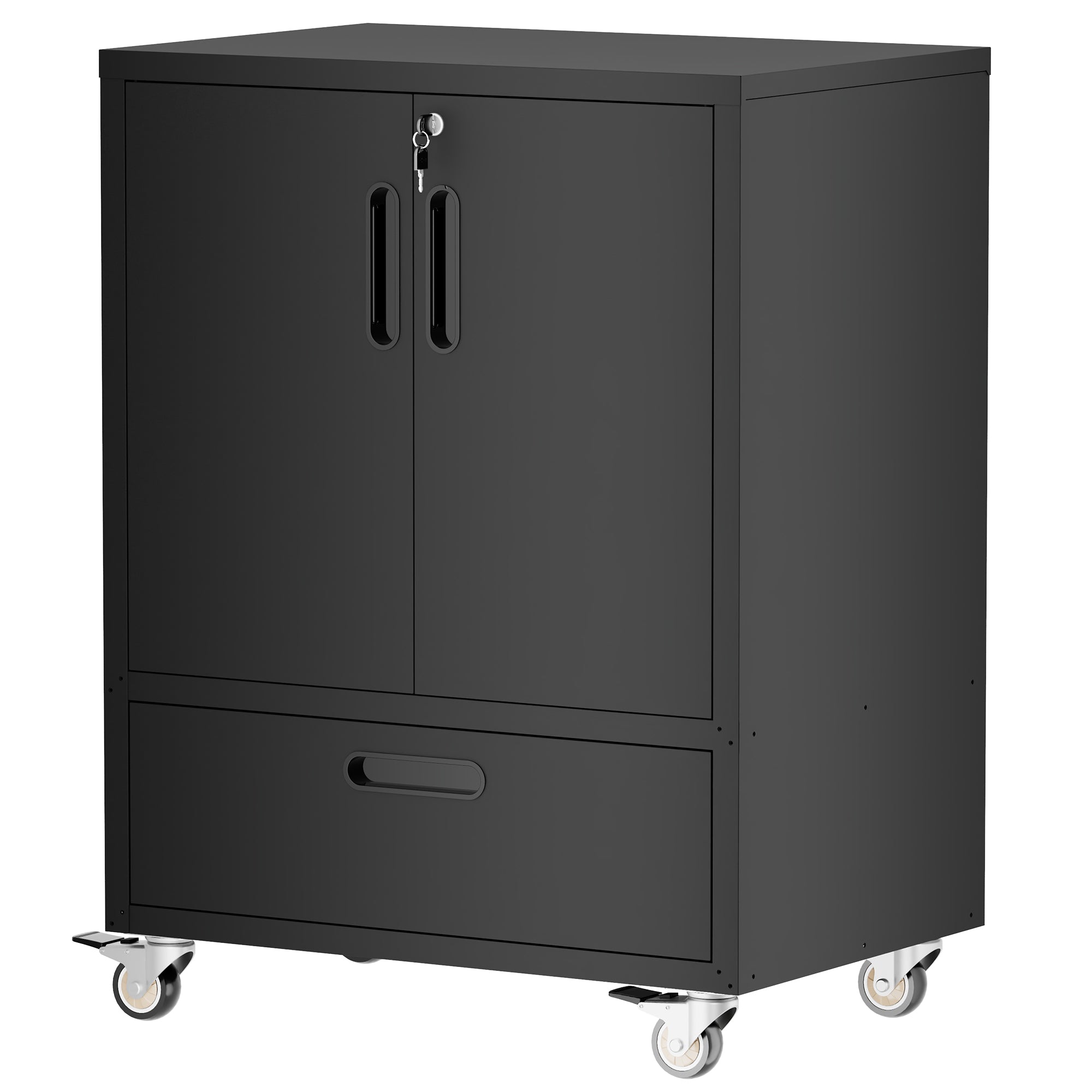 Tool Cart with Wheels, 40" H x 30" W x 20" D, Mobile Tool Cabinet with Lockable Casters & Drawer, Heavy-Duty Steel Storage Organizer for Garage, Workshop, Office - Easy 30-Min Assembly
