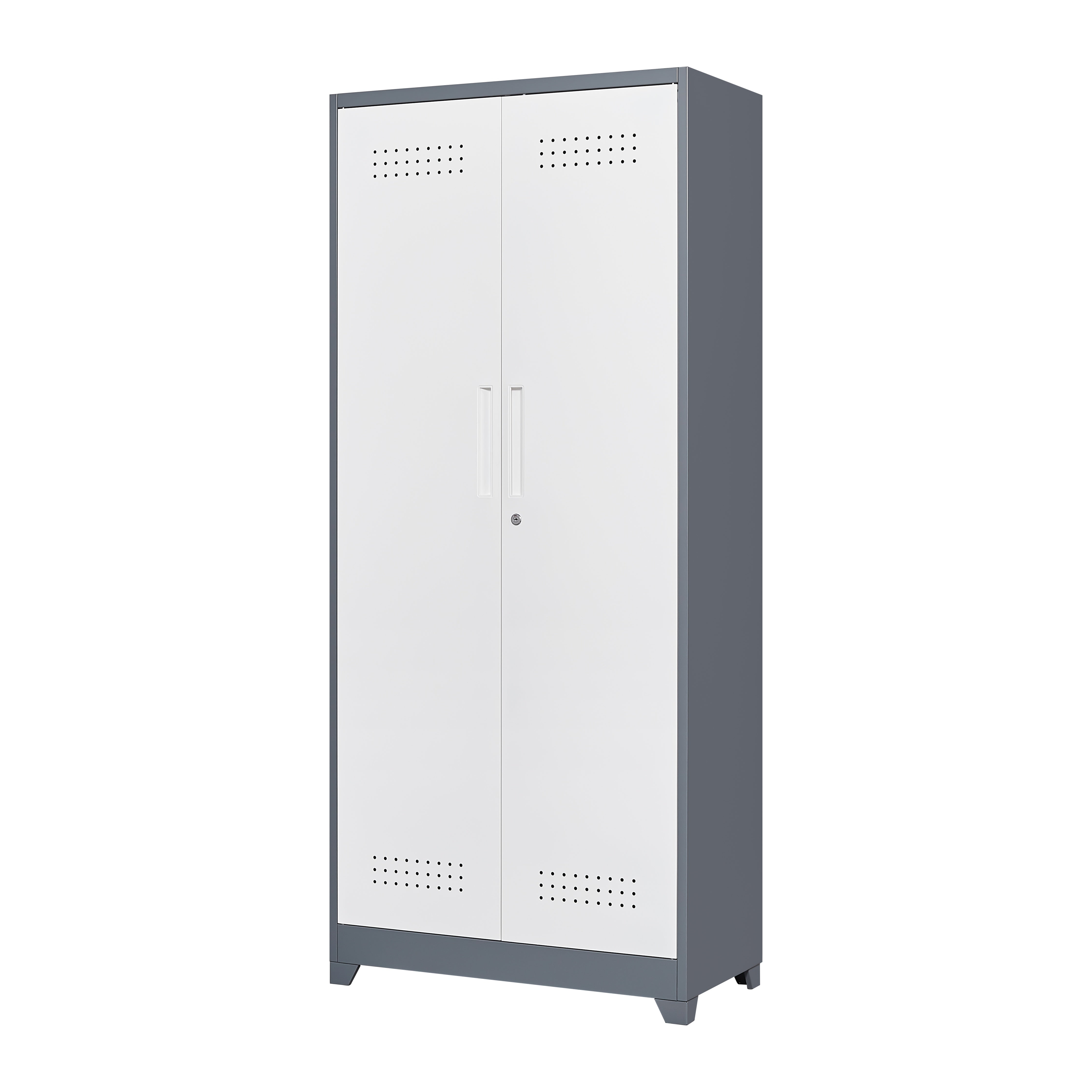 Gray Metal Lockers, Cleaning Tool Cabinets With Locking Doors, High Broom Tool Storage Cabinets, Adjustable Shelves, Large Cabinets For Kitchens, Offices, Shops.(72 Inches)