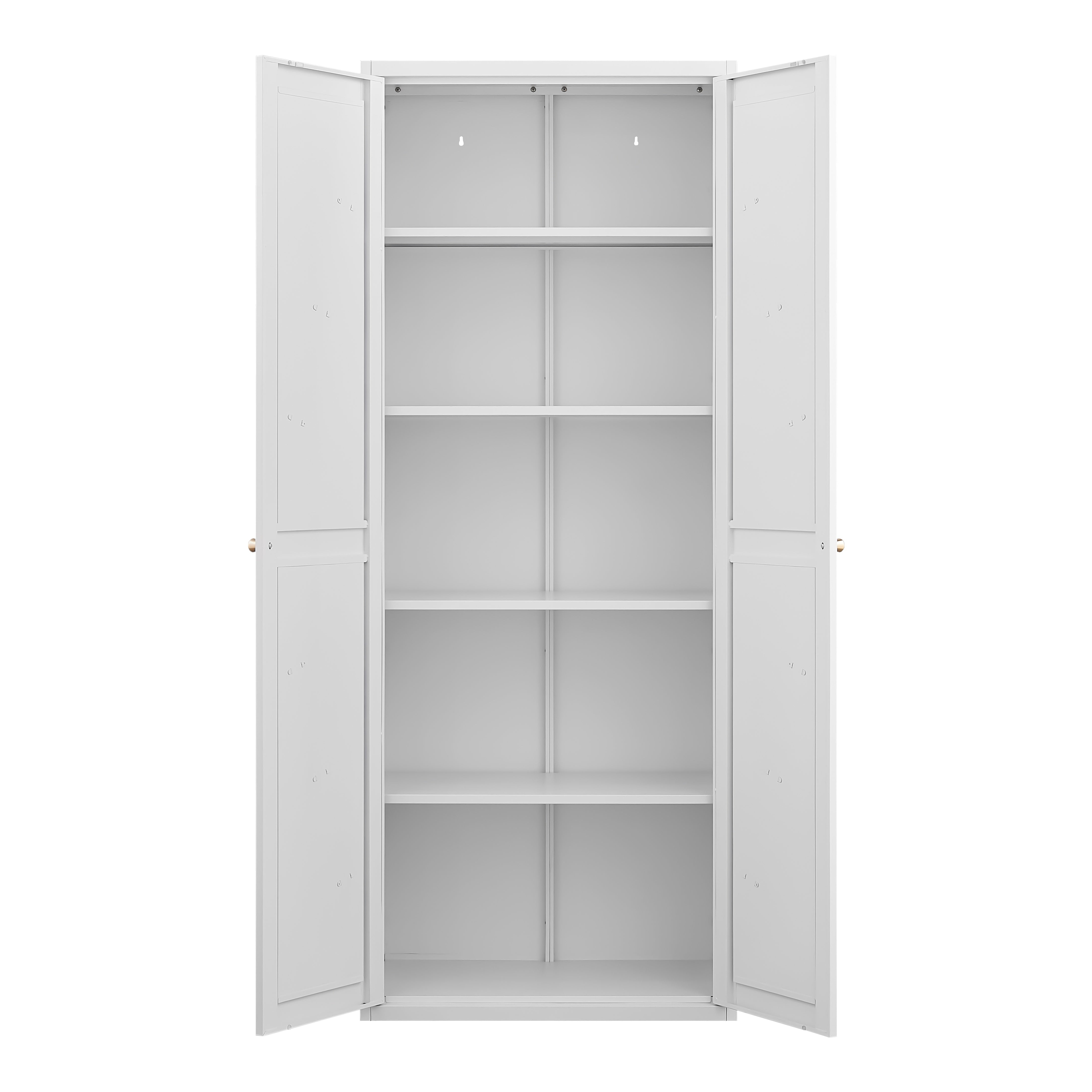 Metal Adjustable 2 Doors Metal Storage Cabinet Kitchen Pantry Cabinet With Adjustable Shelves Tall Steel Cabinet Locker For Kitchen, Living Room, Dining Room And Office