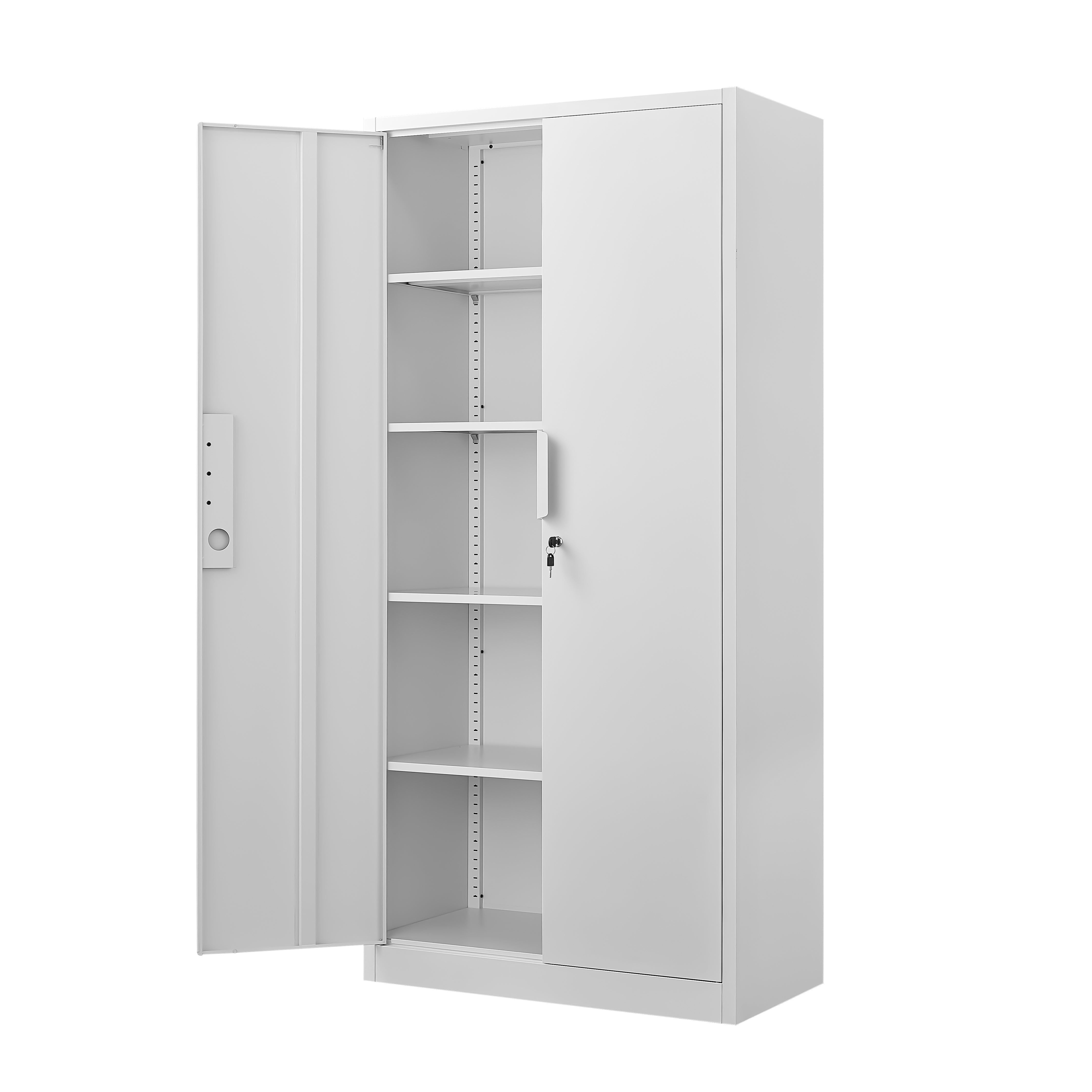 70-Inch 2-Door File Cabinet with Lock, 4 Adjustable Shelves, Heavy-Duty Steel Construction, for Commercial Office, Home Office, Legal Size & Letter File Storage, Organization Cabinet