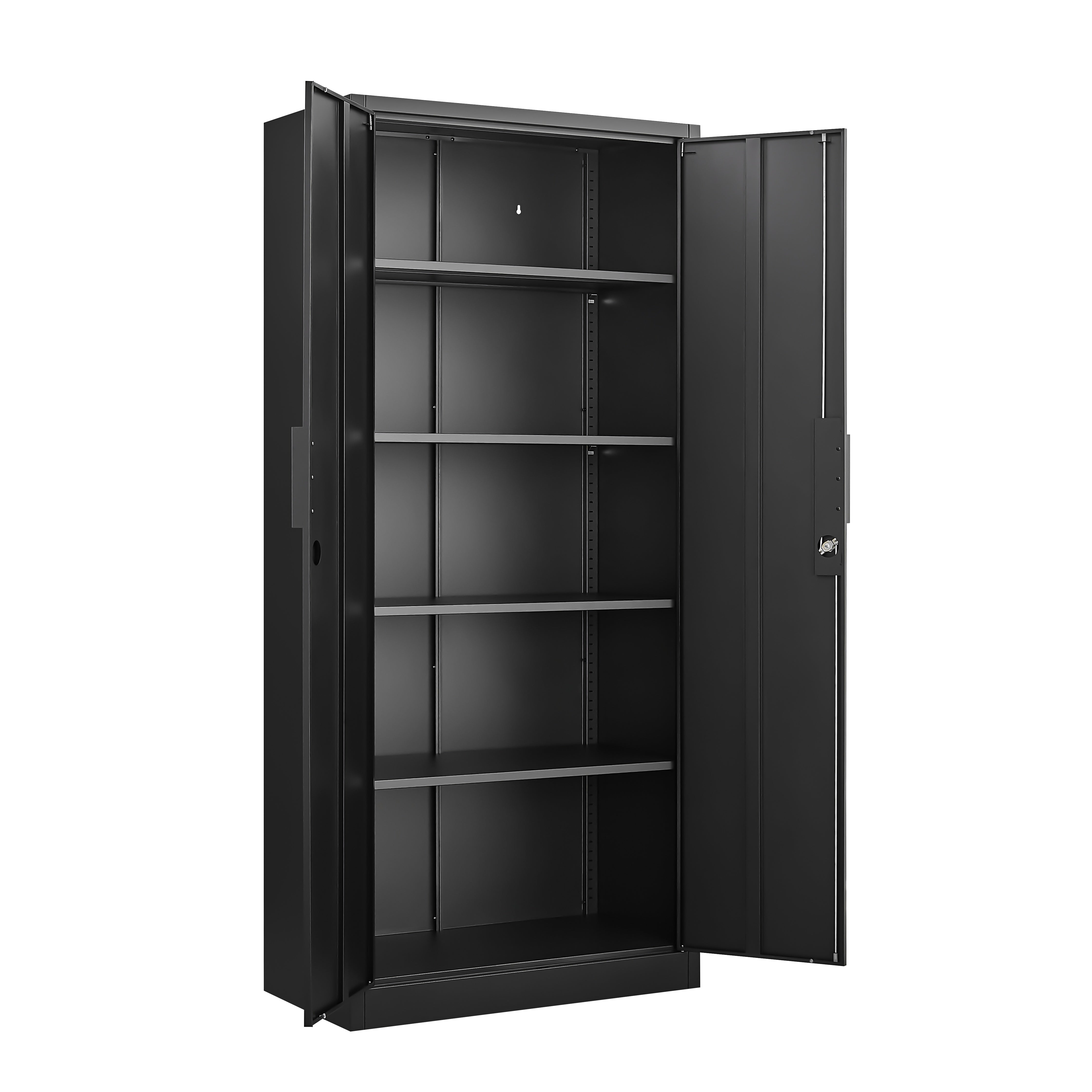 72-Inch 2-Door File Cabinet with Lock, 4 Adjustable Shelves, Heavy-Duty Steel Construction, for Commercial Office, Home Office, Legal Size & Letter File Storage, Organization Cabinet in Black