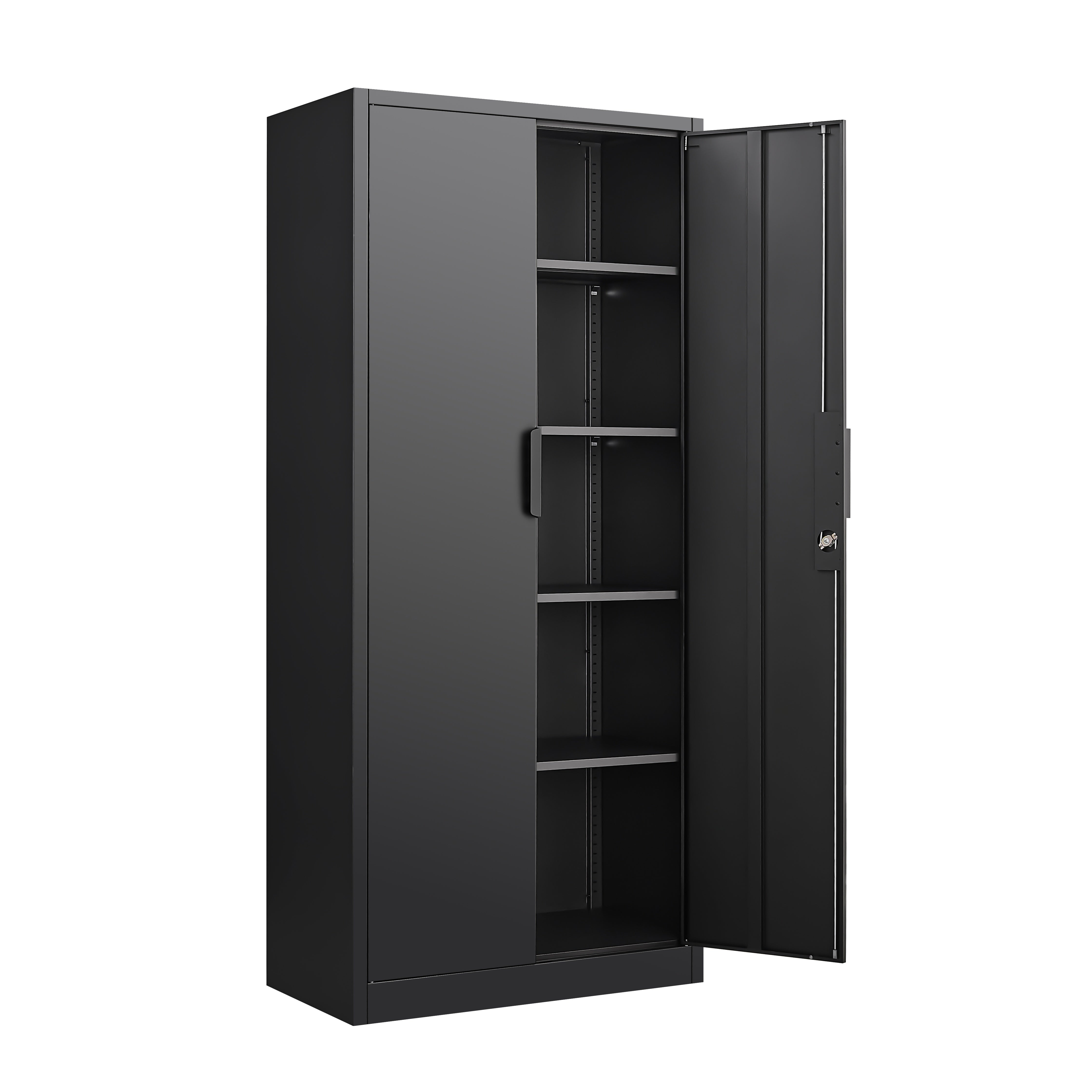 72-Inch 2-Door File Cabinet with Lock, 4 Adjustable Shelves, Heavy-Duty Steel Construction, for Commercial Office, Home Office, Legal Size & Letter File Storage, Organization Cabinet in Black