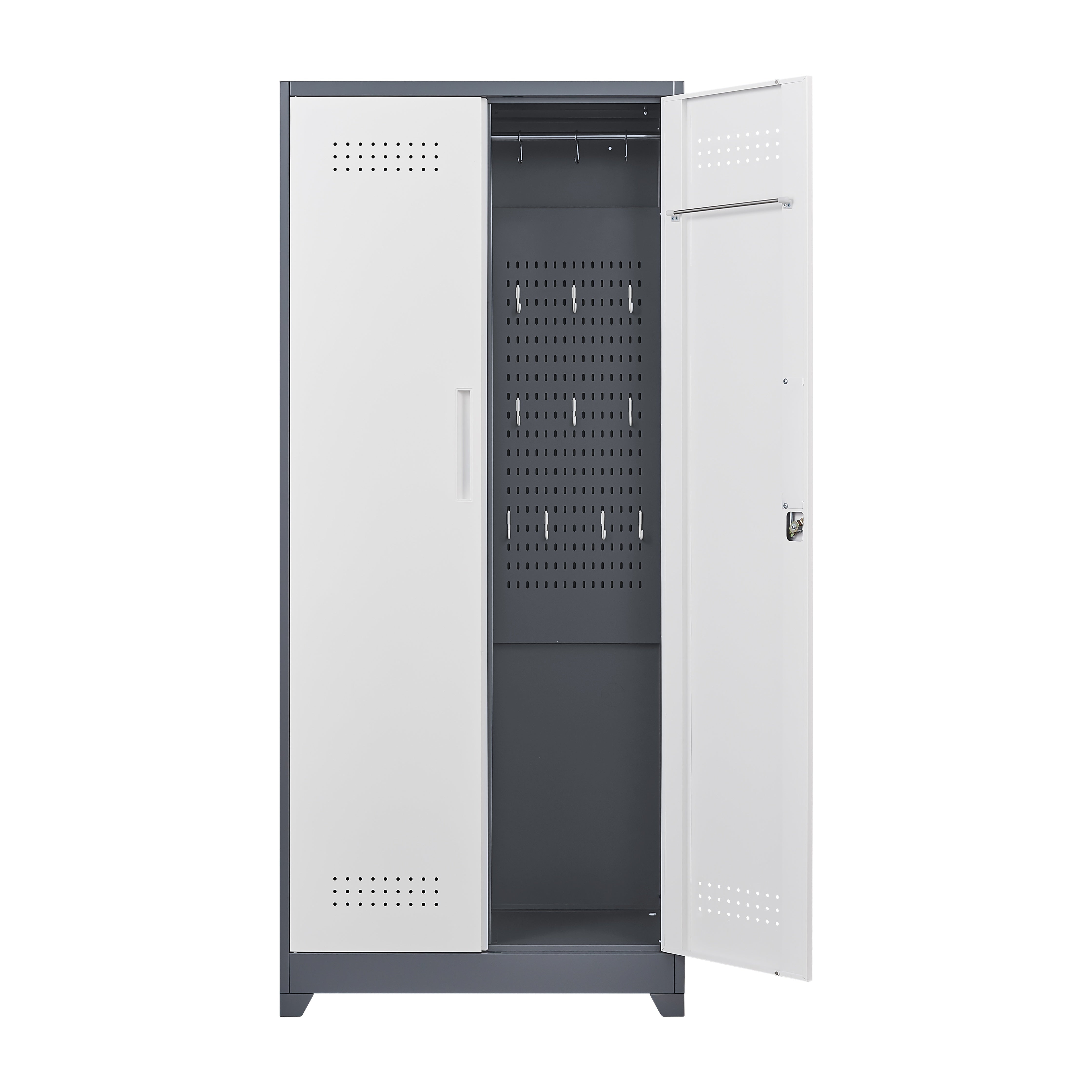 Gray Metal Lockers, Cleaning Tool Cabinets With Locking Doors, High Broom Tool Storage Cabinets, Adjustable Shelves, Large Cabinets For Kitchens, Offices, Shops.(72 Inches)