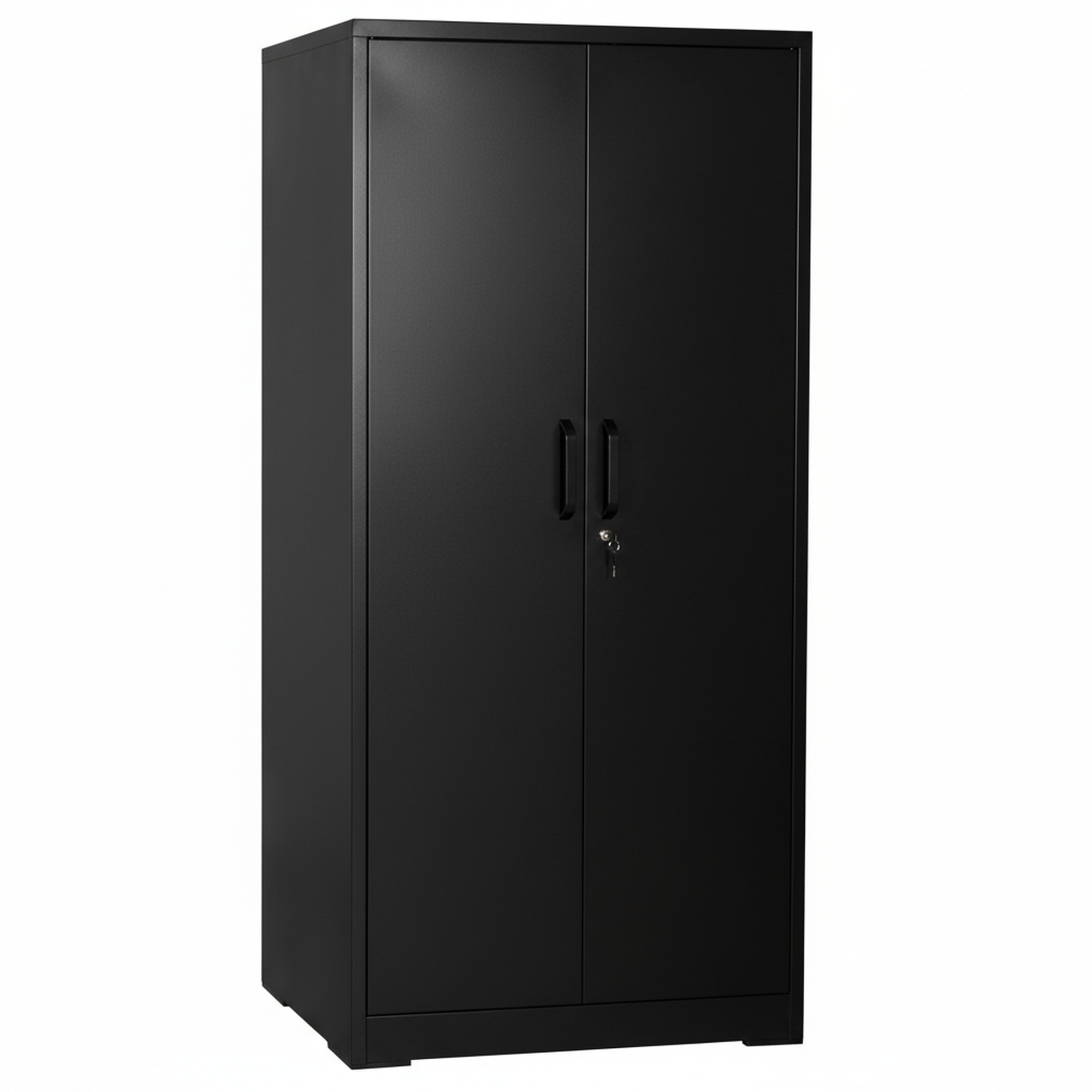 Container Furniture Direct Ironclad 71" Metal Storage Cabinet with Locking Doors and 4 Adjustable Shelves, Heavy-Duty Steel Cabinet for Garage, Laundry, Office, or Warehouse, Black