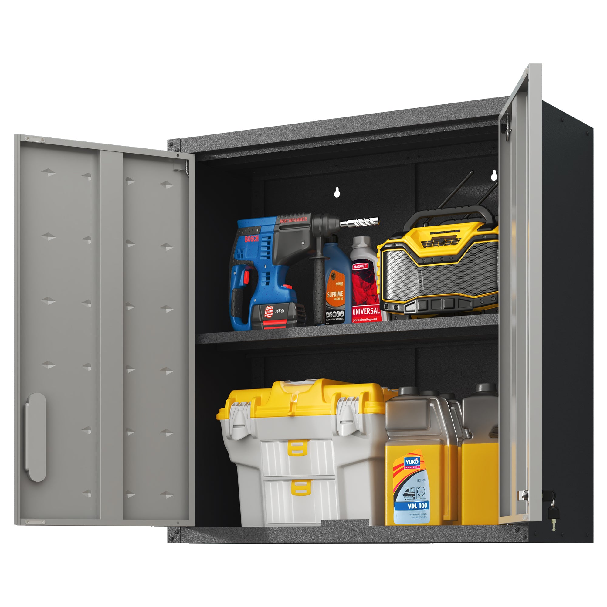 Metal Wall-Mounted Tool Storage Cabinet with Locking Door and 1 Shelf for Garage Warehouse,Office,Assembly Required