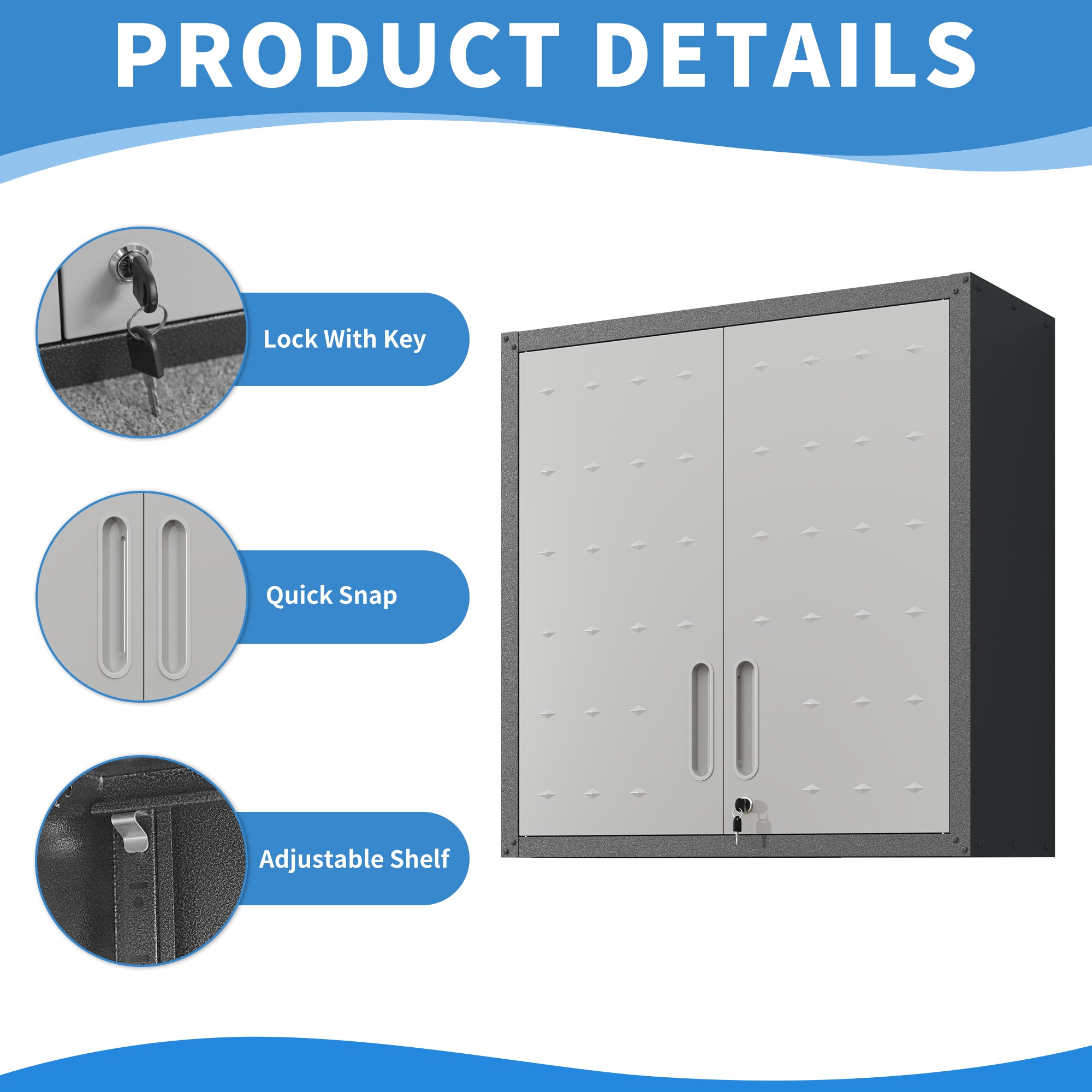 Metal Wall-Mounted Tool Storage Cabinet with Locking Door and 1 Shelf for Garage Warehouse,Office,Assembly Required