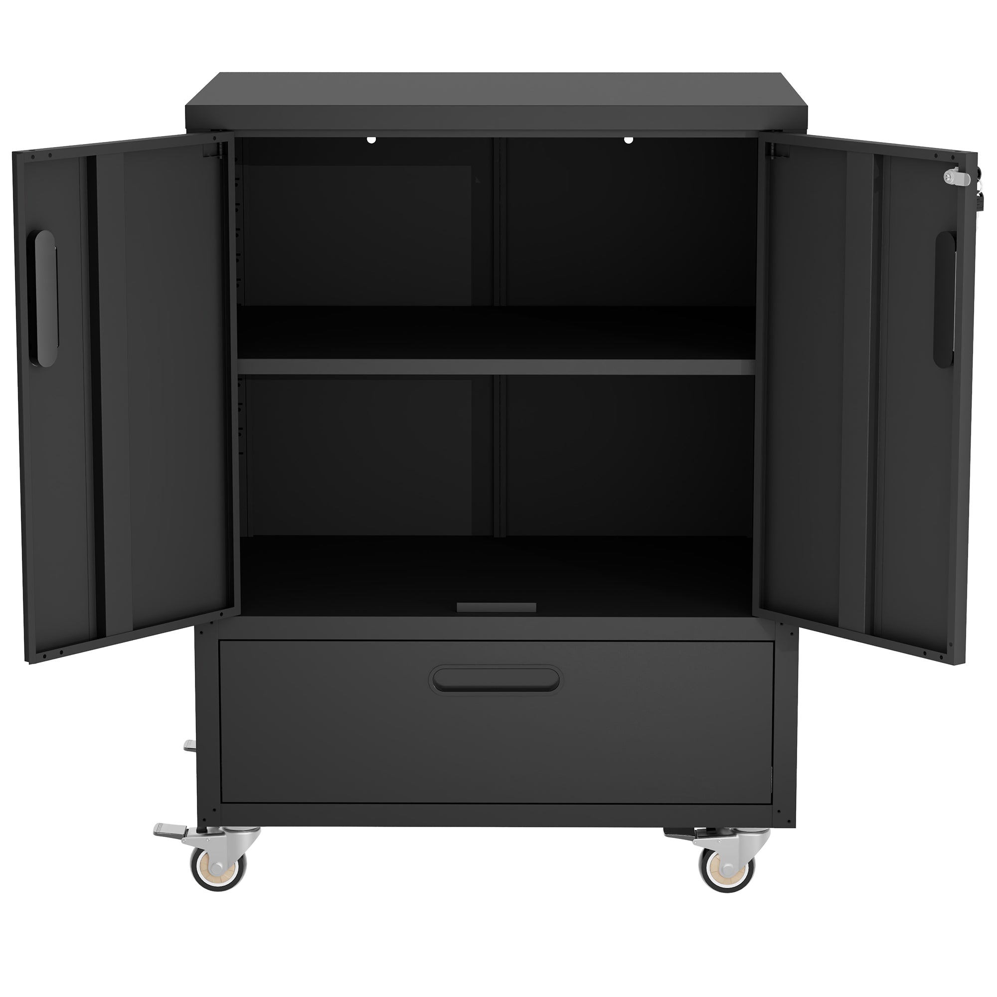 Tool Cart with Wheels, 40" H x 30" W x 20" D, Mobile Tool Cabinet with Lockable Casters & Drawer, Heavy-Duty Steel Storage Organizer for Garage, Workshop, Office - Easy 30-Min Assembly