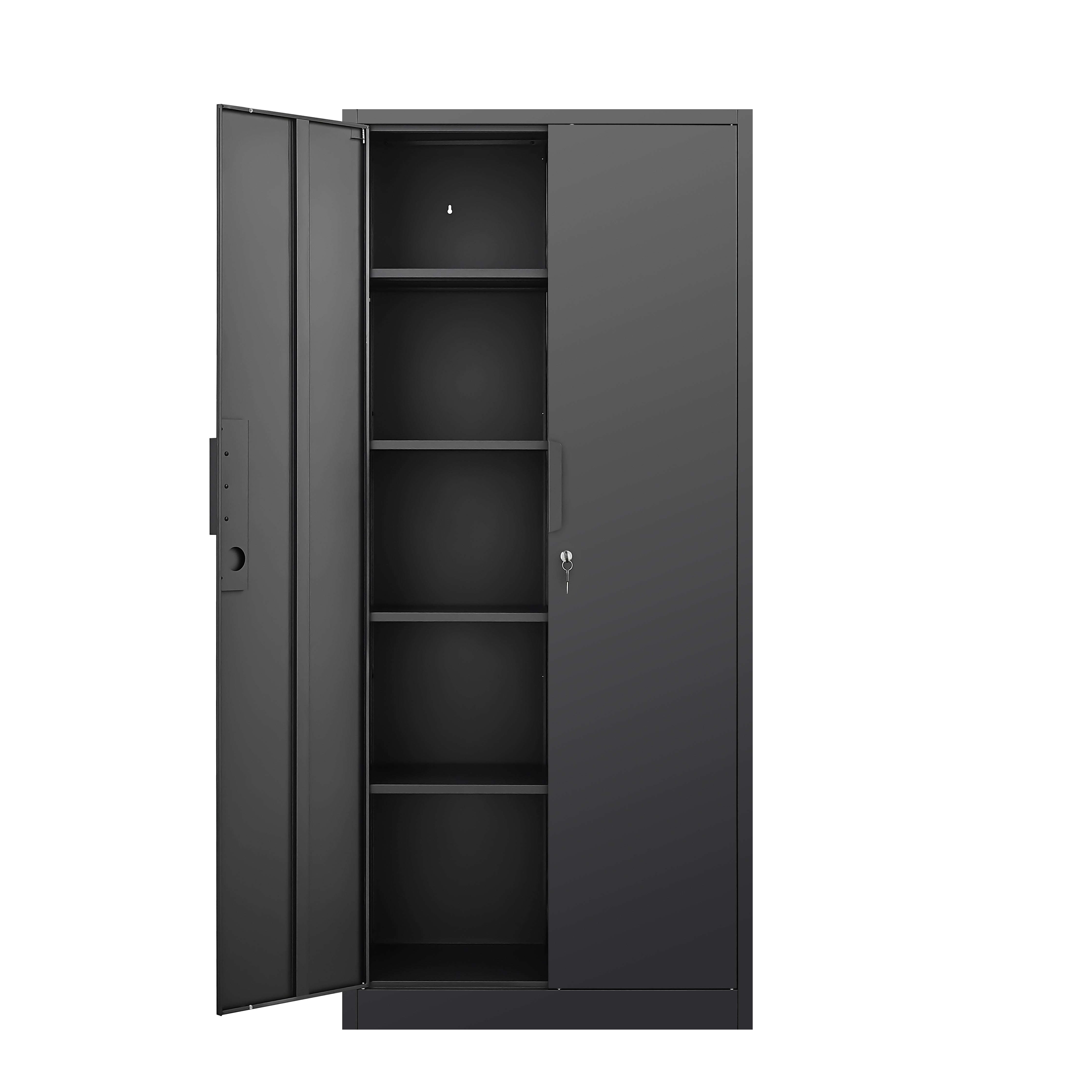 72-Inch 2-Door File Cabinet with Lock, 4 Adjustable Shelves, Heavy-Duty Steel Construction, for Commercial Office, Home Office, Legal Size & Letter File Storage, Organization Cabinet in Black