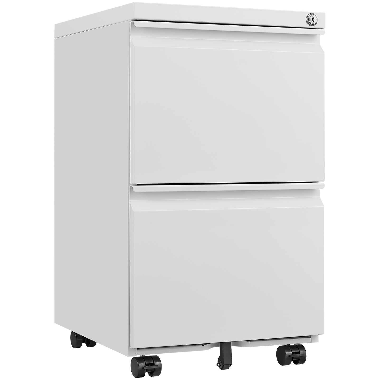 [requires assembly] Office Storage Cabinet, 2 Drawers File Cabinet With Lock Metal Vertical File Cabient With Wheels Mobile File Cabinet For Office Home Legal/Letter/a4 Size