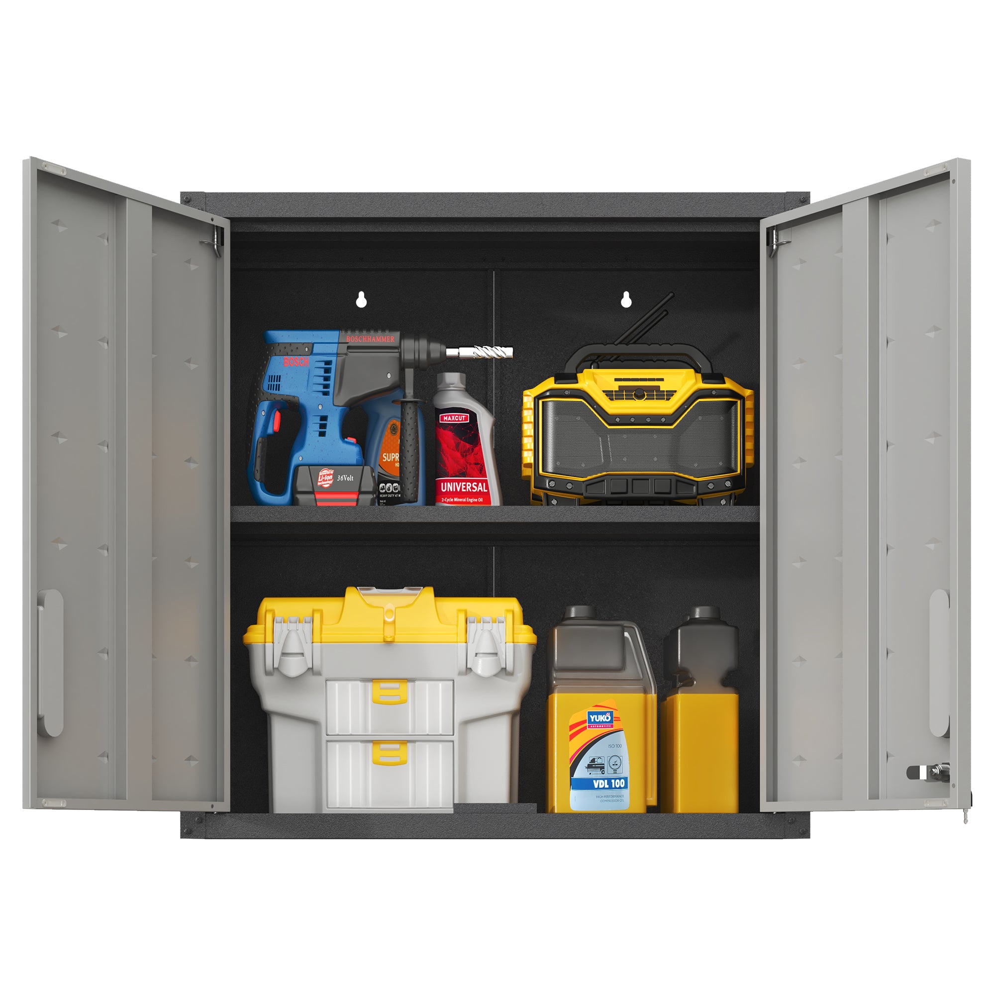 Metal Wall-Mounted Tool Storage Cabinet with Locking Door and 1 Shelf for Garage Warehouse,Office,Assembly Required