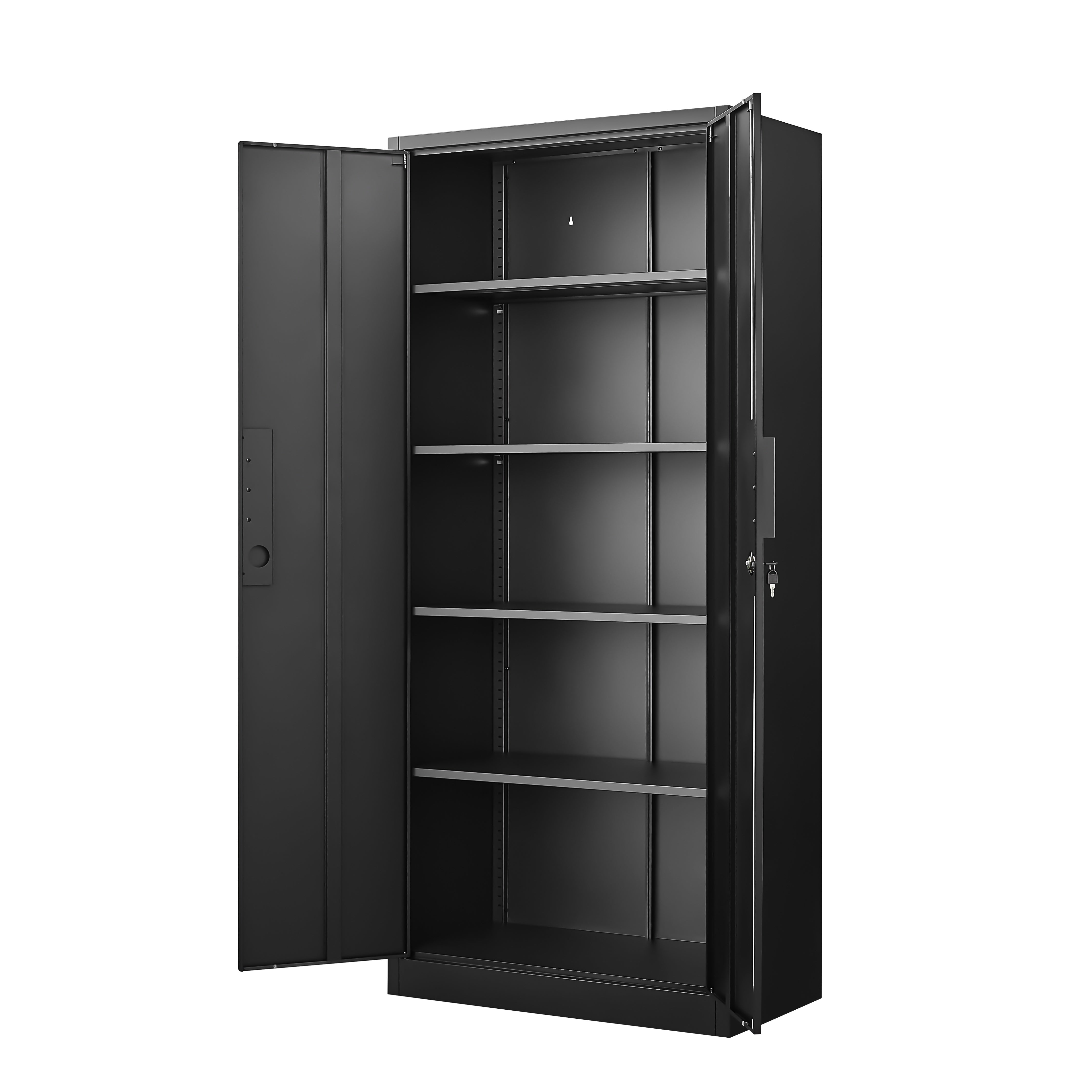 72-Inch 2-Door File Cabinet with Lock, 4 Adjustable Shelves, Heavy-Duty Steel Construction, for Commercial Office, Home Office, Legal Size & Letter File Storage, Organization Cabinet in Black