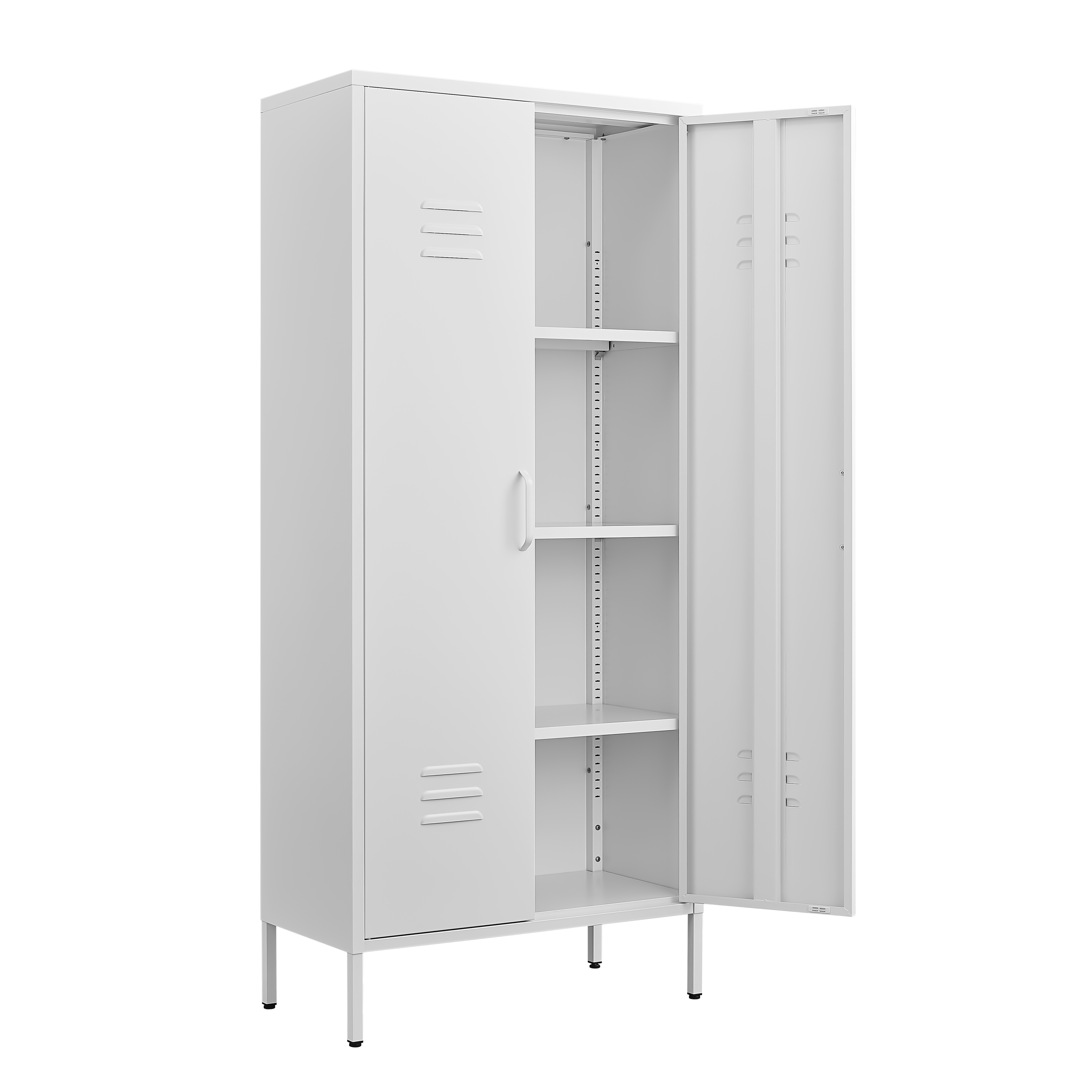 Modern Storage Cabinet with Adjustable Shelves, Magnetic Door Stopper, Aluminum Alloy Handles, and Breathable Design for Home Organization - Ideal for Living Room, Bedroom, or Entryway