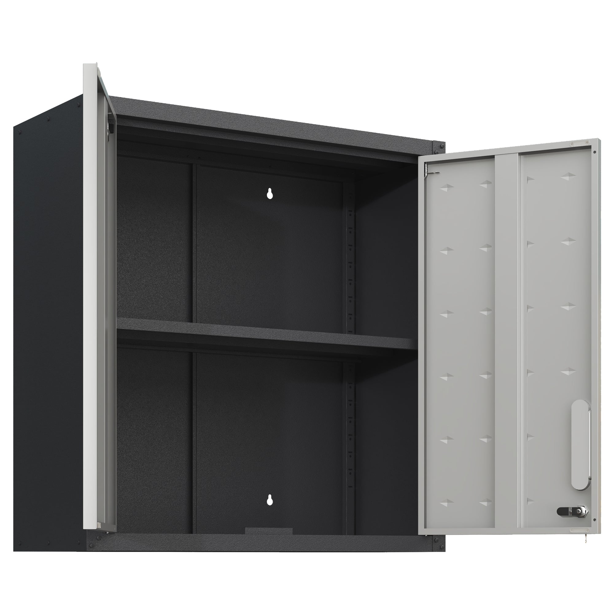 Metal Wall-Mounted Tool Storage Cabinet with Locking Door and 1 Shelf for Garage Warehouse,Office,Assembly Required