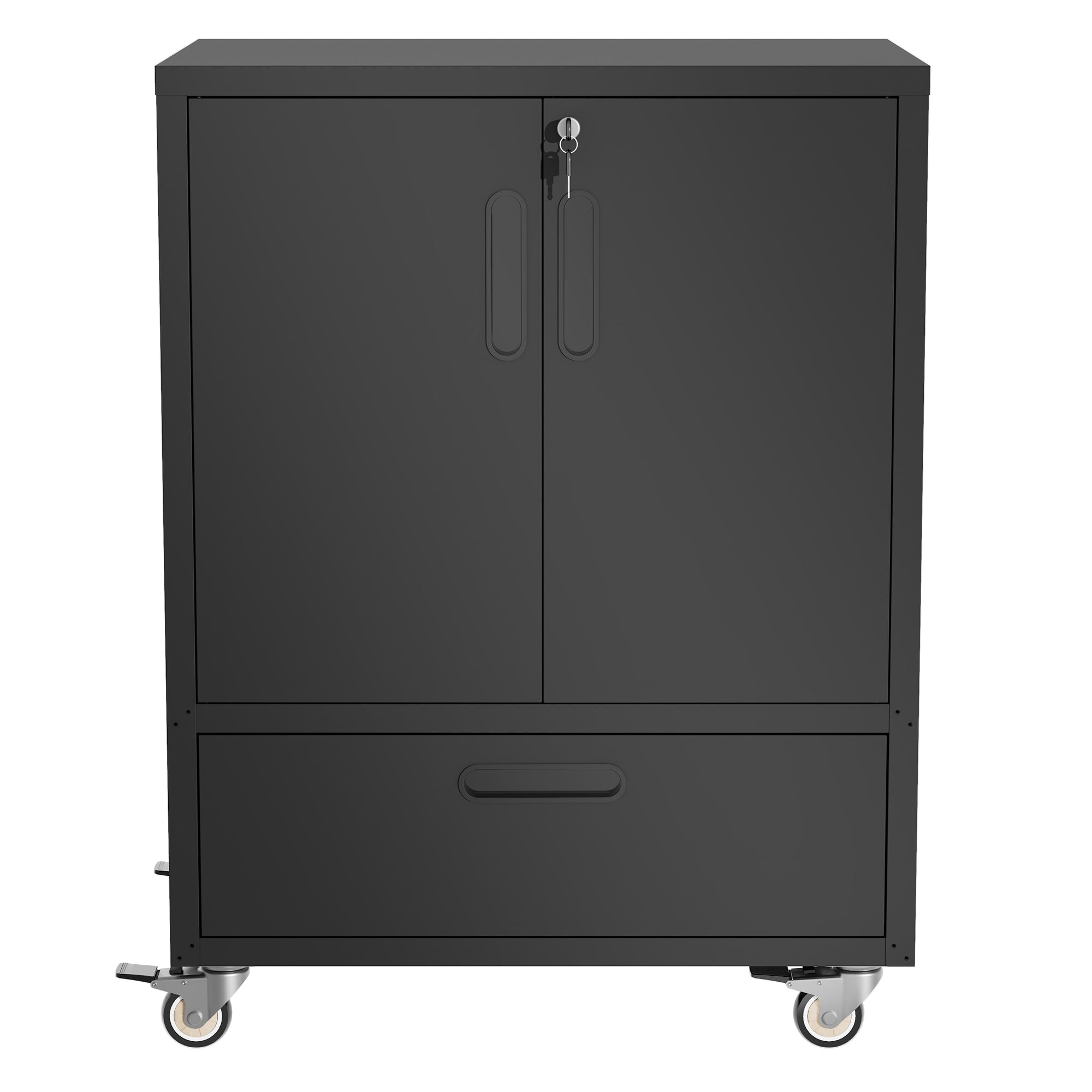 Tool Cart with Wheels, 40" H x 30" W x 20" D, Mobile Tool Cabinet with Lockable Casters & Drawer, Heavy-Duty Steel Storage Organizer for Garage, Workshop, Office - Easy 30-Min Assembly