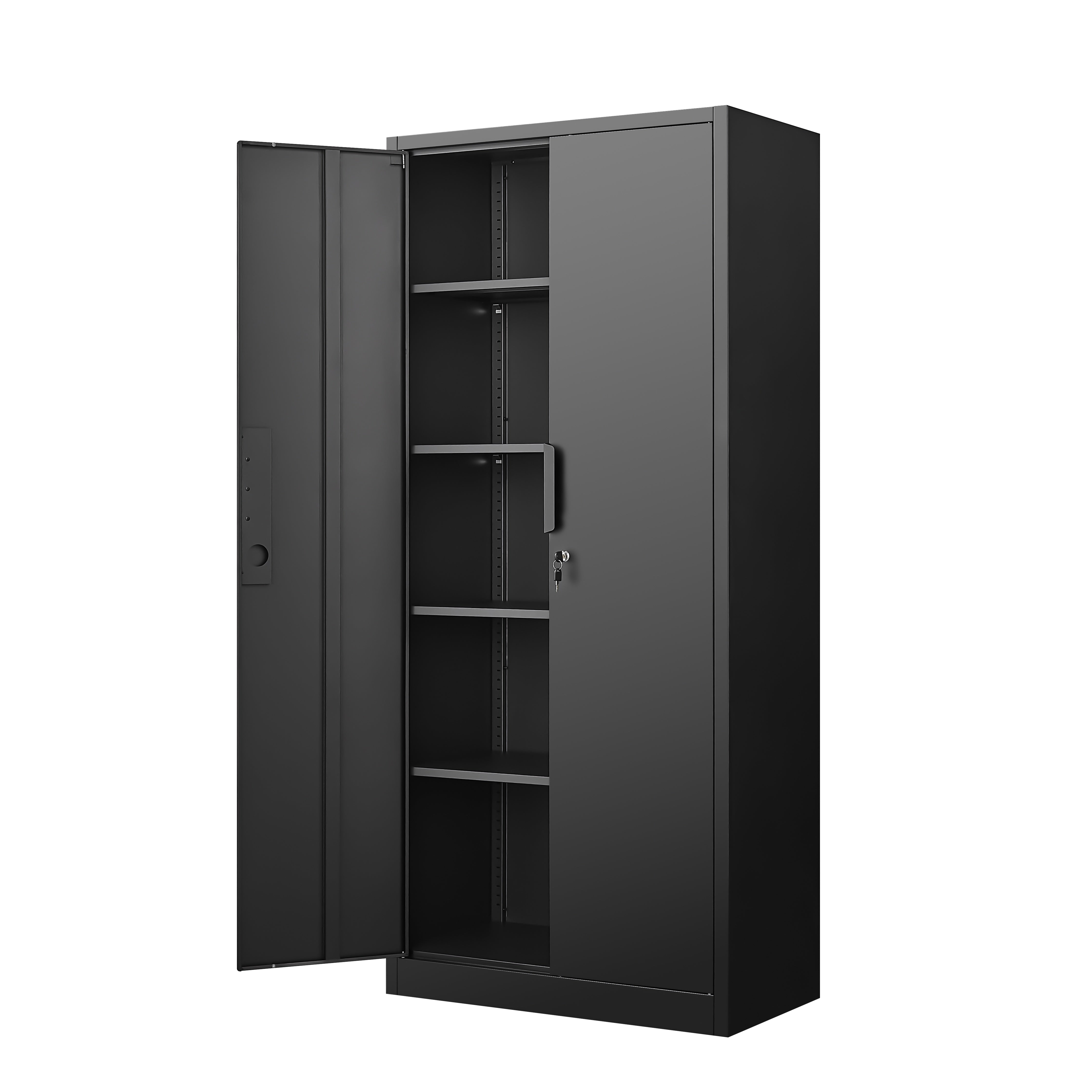 72-Inch 2-Door File Cabinet with Lock, 4 Adjustable Shelves, Heavy-Duty Steel Construction, for Commercial Office, Home Office, Legal Size & Letter File Storage, Organization Cabinet in Black