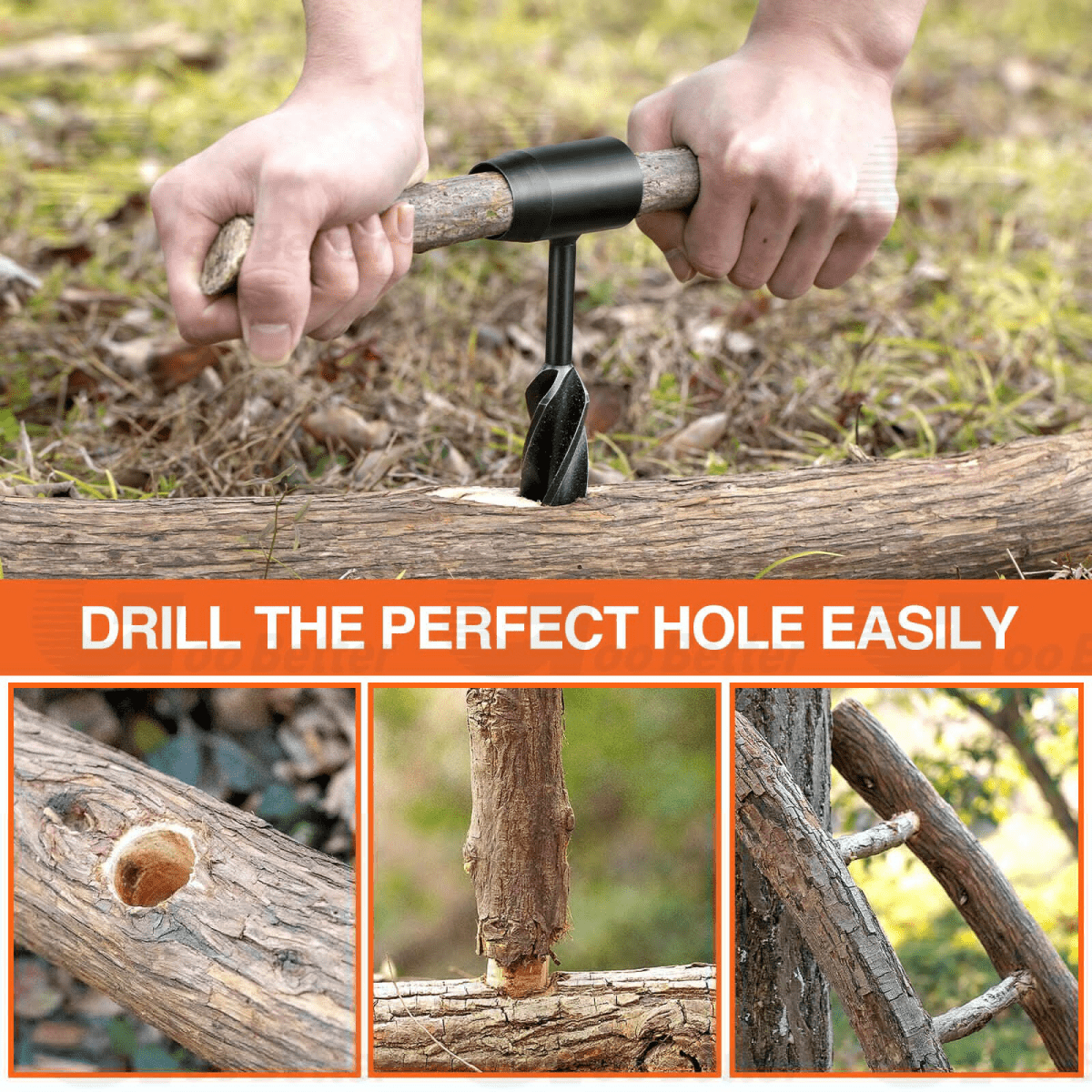Outdoor Survival Wood Drill Tool Manual Hand Auger Wrench for Bushcraft Handyman - HomeDIYer
