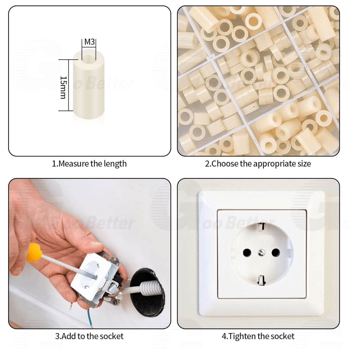 320PCS White ABS Plastic Spacers M3/M4 Round Spacer Sleeves Set - HomeDIYer