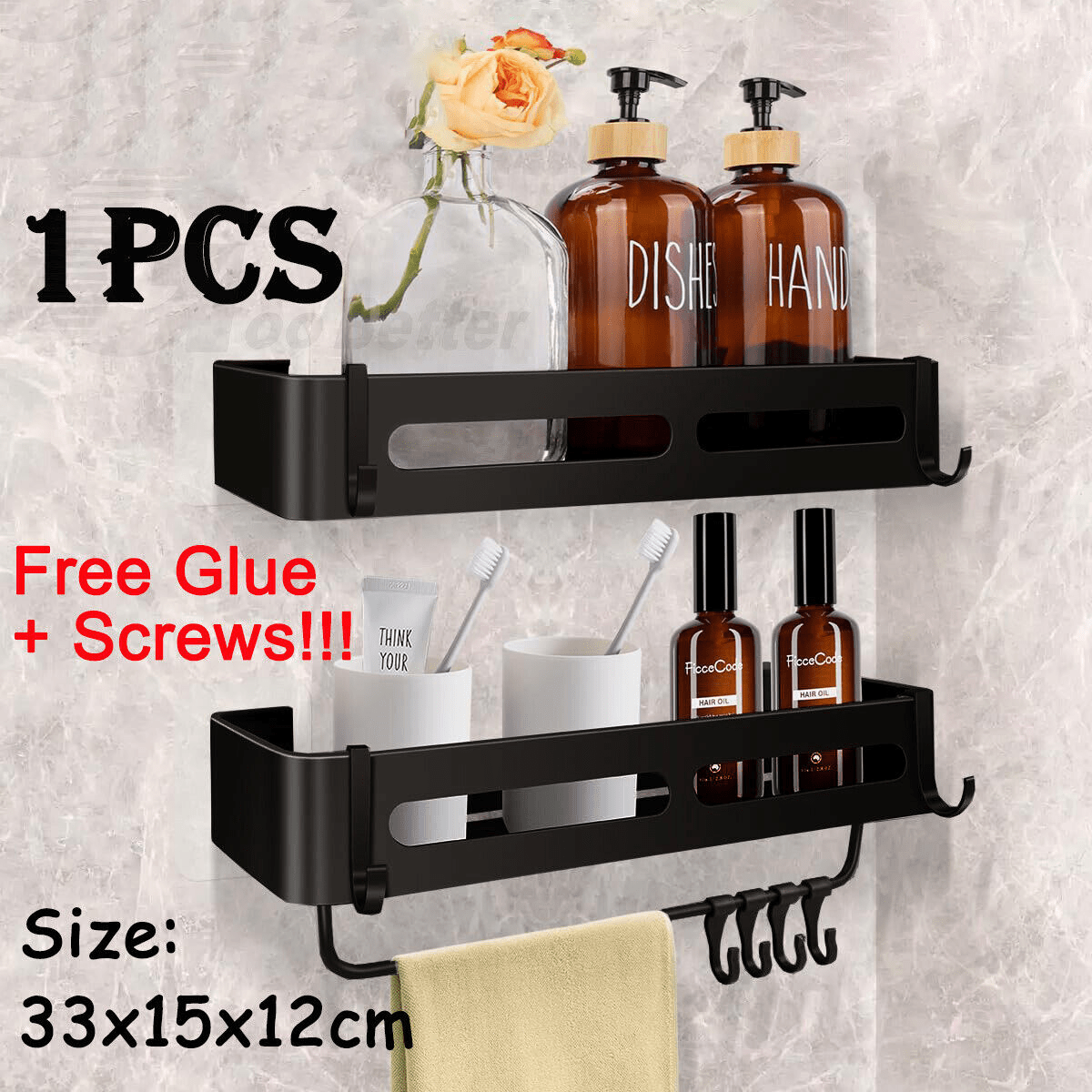 2Tier Shower Shelf Bathroom Storage Shelf Rack Basket Organiser Tidy With Hook - HomeDIYer