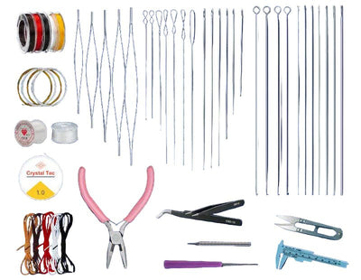 Complete Beading Needle Set – 165+ Pcs Ultra-Fine to Large Hole Needles with Elastic Cords, Wire, Pliers & Storage Box for Jewelry Making