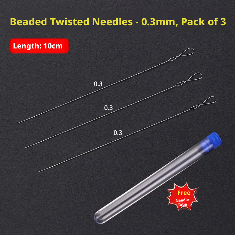 Ultra‑Fine Beading Twist Needles Set – 0.15mm to 0.9mm, Long Stainless Steel Needles with Storage Tubes & Elastic Thread for DIY Bracelet Jewelry Making