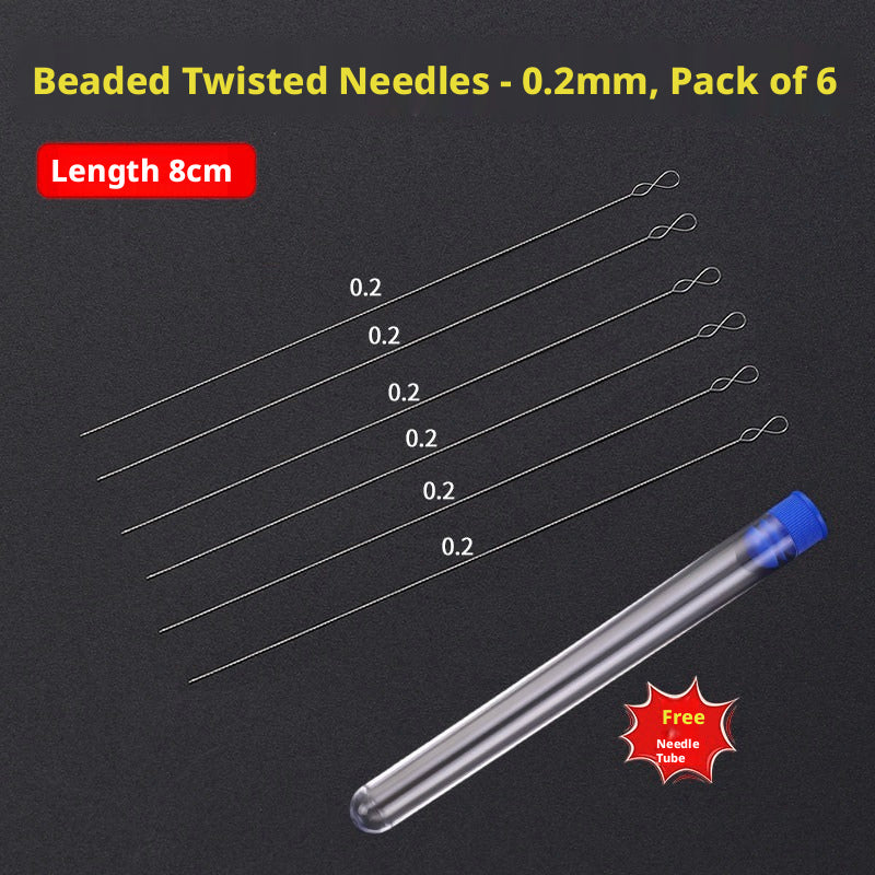 Ultra‑Fine Beading Twist Needles Set – 0.15mm to 0.9mm, Long Stainless Steel Needles with Storage Tubes & Elastic Thread for DIY Bracelet Jewelry Making