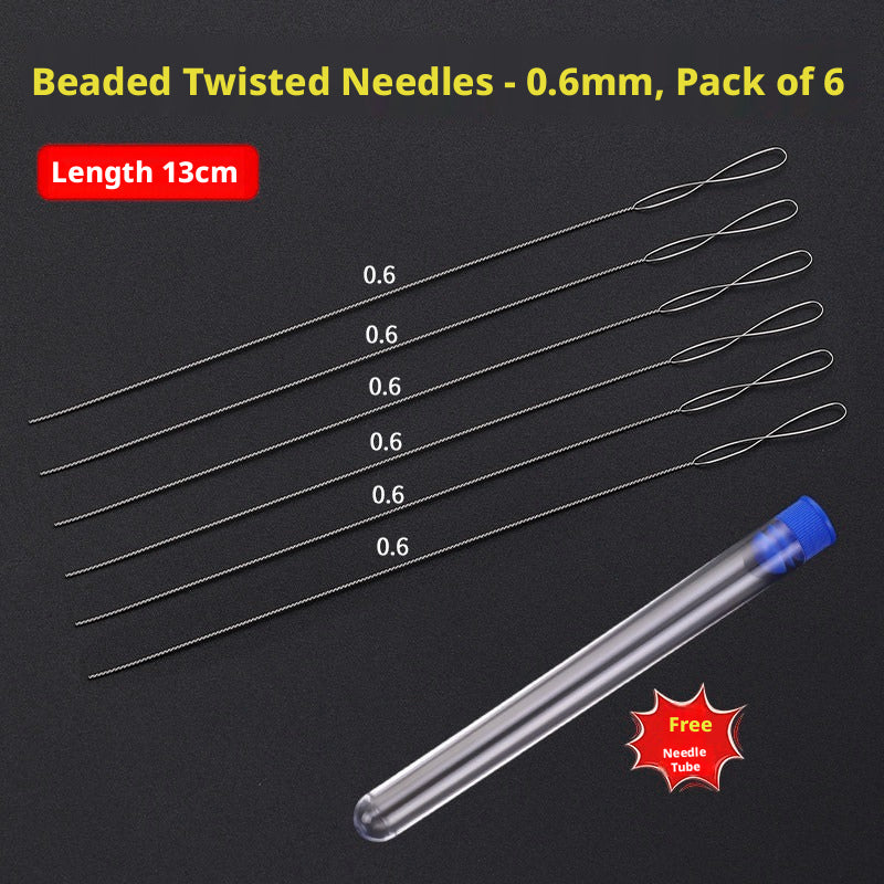 Ultra‑Fine Beading Twist Needles Set – 0.15mm to 0.9mm, Long Stainless Steel Needles with Storage Tubes & Elastic Thread for DIY Bracelet Jewelry Making