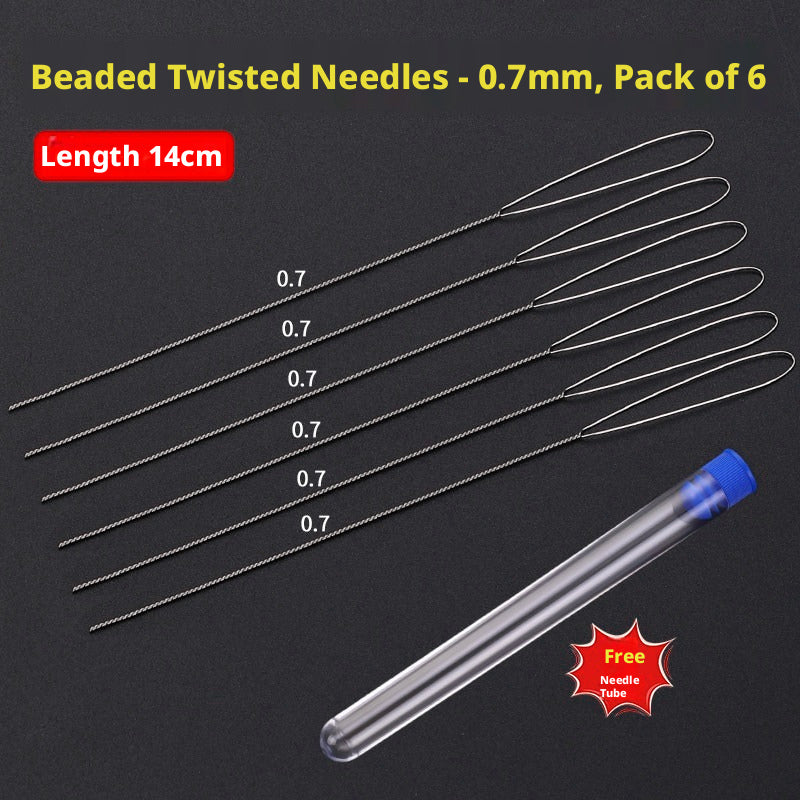 Ultra‑Fine Beading Twist Needles Set – 0.15mm to 0.9mm, Long Stainless Steel Needles with Storage Tubes & Elastic Thread for DIY Bracelet Jewelry Making