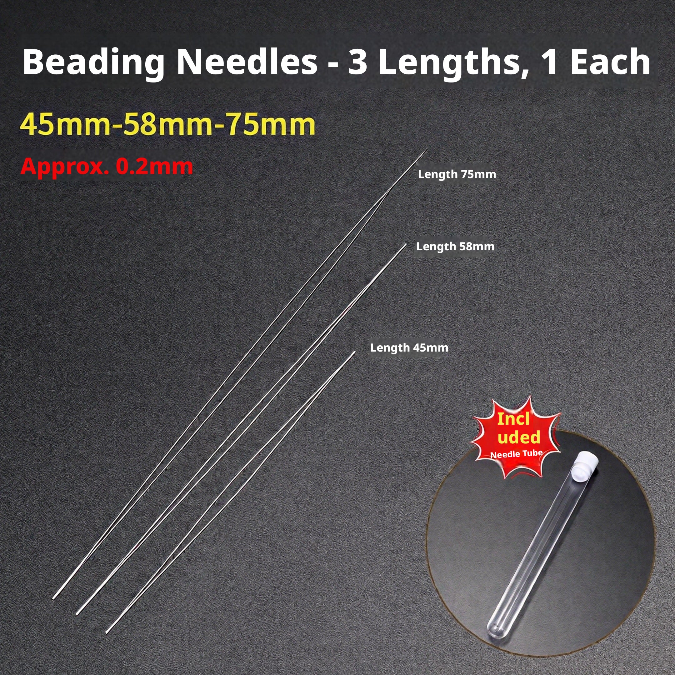 Ultra‑Fine Beading Twist Needles Set – 0.15mm to 0.9mm, Long Stainless Steel Needles with Storage Tubes & Elastic Thread for DIY Bracelet Jewelry Making