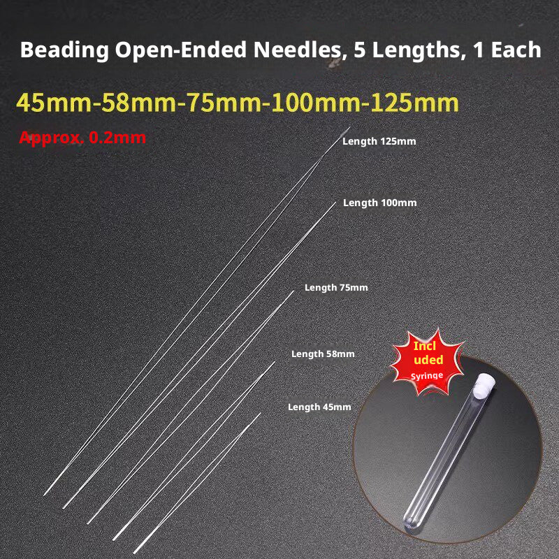 Ultra‑Fine Beading Twist Needles Set – 0.15mm to 0.9mm, Long Stainless Steel Needles with Storage Tubes & Elastic Thread for DIY Bracelet Jewelry Making