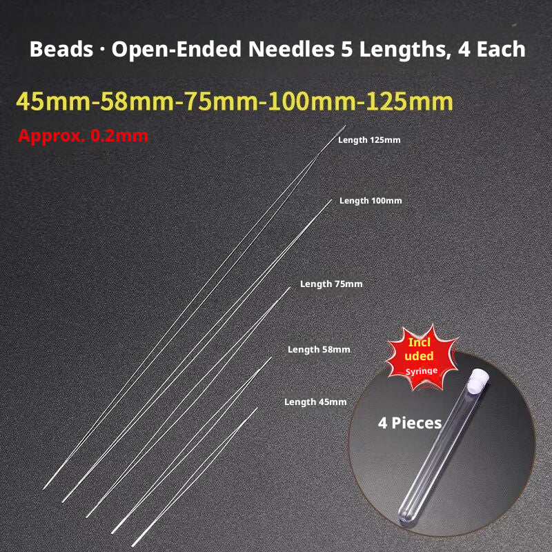 Ultra‑Fine Beading Twist Needles Set – 0.15mm to 0.9mm, Long Stainless Steel Needles with Storage Tubes & Elastic Thread for DIY Bracelet Jewelry Making