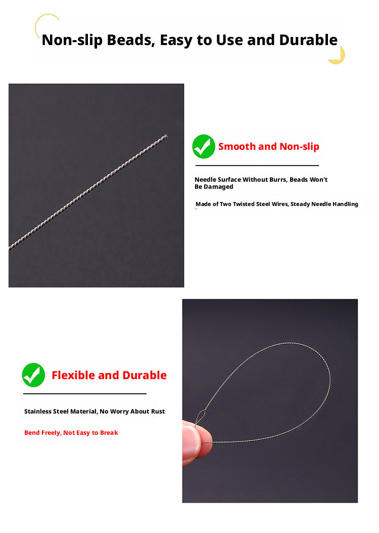 Ultra‑Fine Beading Twist Needles Set – 0.15mm to 0.9mm, Long Stainless Steel Needles with Storage Tubes & Elastic Thread for DIY Bracelet Jewelry Making