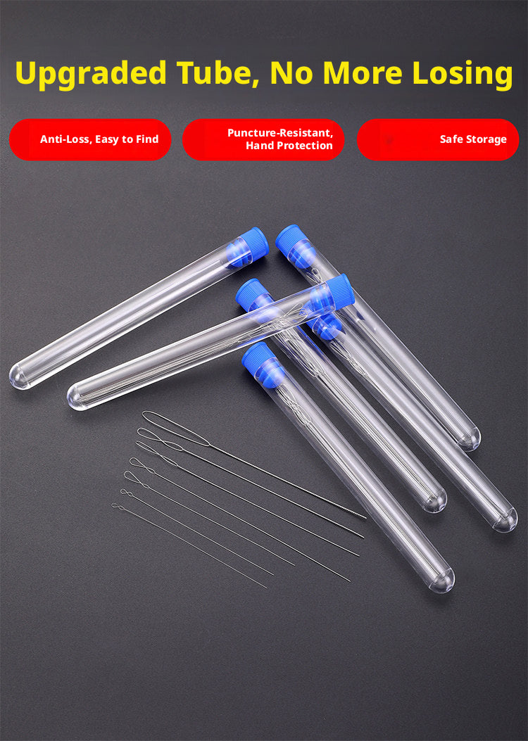 Ultra‑Fine Beading Twist Needles Set – 0.15mm to 0.9mm, Long Stainless Steel Needles with Storage Tubes & Elastic Thread for DIY Bracelet Jewelry Making