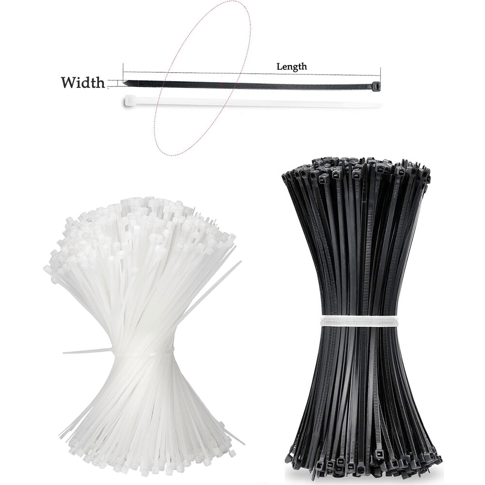 60 - 500mm Length Cable Ties Nylon Zip Tie Self - locking Best Quality White/Black - HomeDIYer