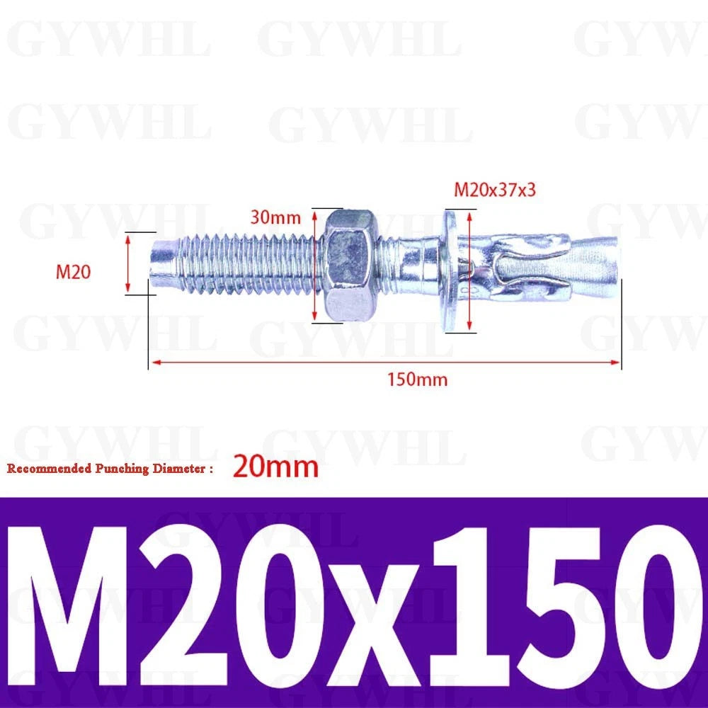 Hex Head Expansion Anchor Bolts — M6 to M20, Stainless Steel A2 & Zinc Plated, Extra Long