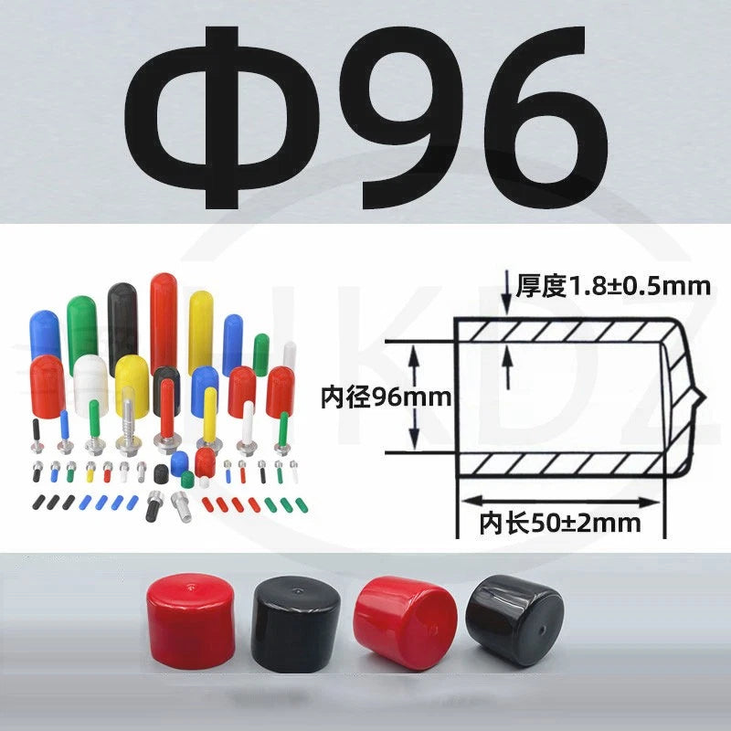 PVC End Caps for Screws, Bolts, Rods, Tubes & Cables – Thread Cover Protector, Rubber Plastic Caps (12-114mm, Multiple Colors)