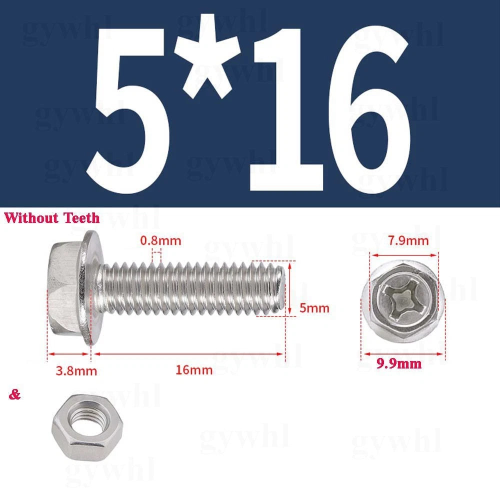 Phillips Hex Flange Bolts with Hex Nuts — Serrated & Smooth, M3–M8