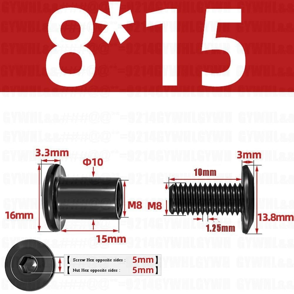 Metric Furniture Connector Bolts with End Cap Nuts — Stainless Steel M2 to M10