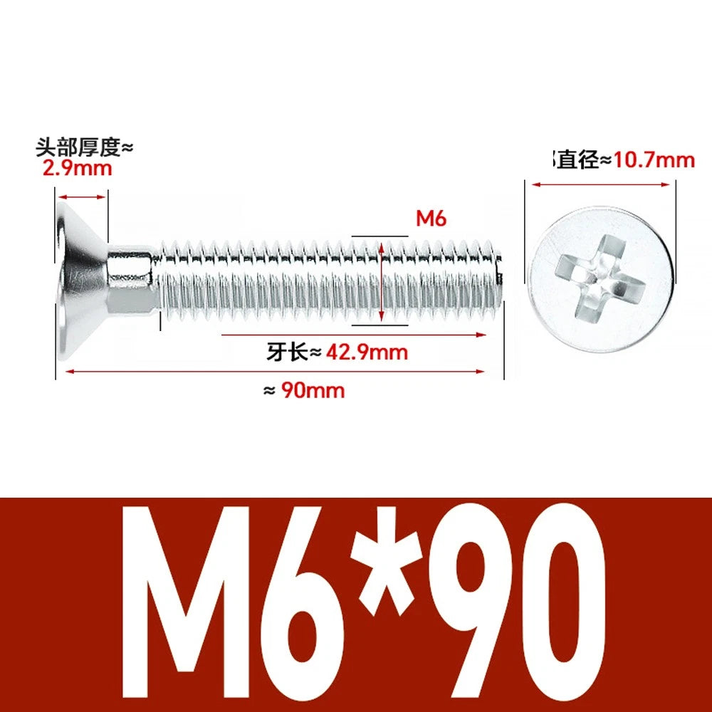 Countersunk Phillips Machine Screws – M2 to M12, White / Colour Zinc Plated, Carbon Steel
