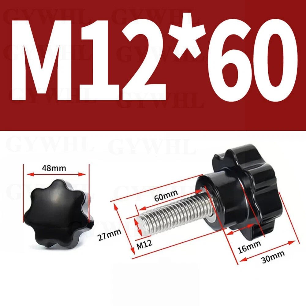 Stainless Thumb Screws Hand Knob Grip Bolts Black Plastic Hexalobular Star Head - HomeDIYer