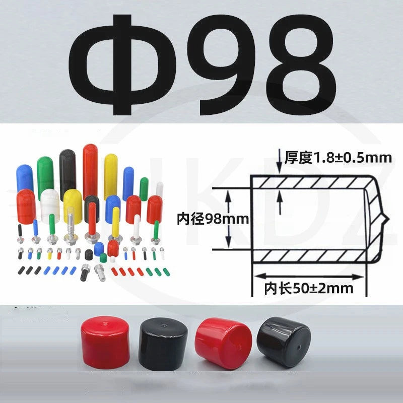 PVC End Caps for Screws, Bolts, Rods, Tubes & Cables – Thread Cover Protector, Rubber Plastic Caps (12-114mm, Multiple Colors)