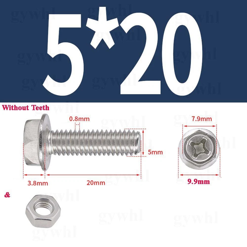 Phillips Hex Flange Bolts with Hex Nuts — Serrated & Smooth, M3–M8