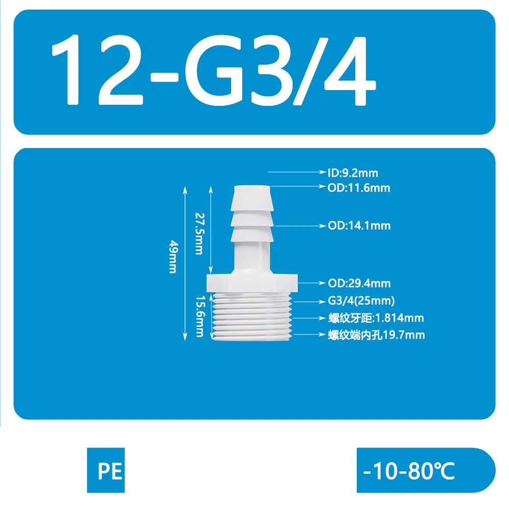 BSP Metric External Thread Straight Barb Connector – Plastic Hose Pipe Fitting
