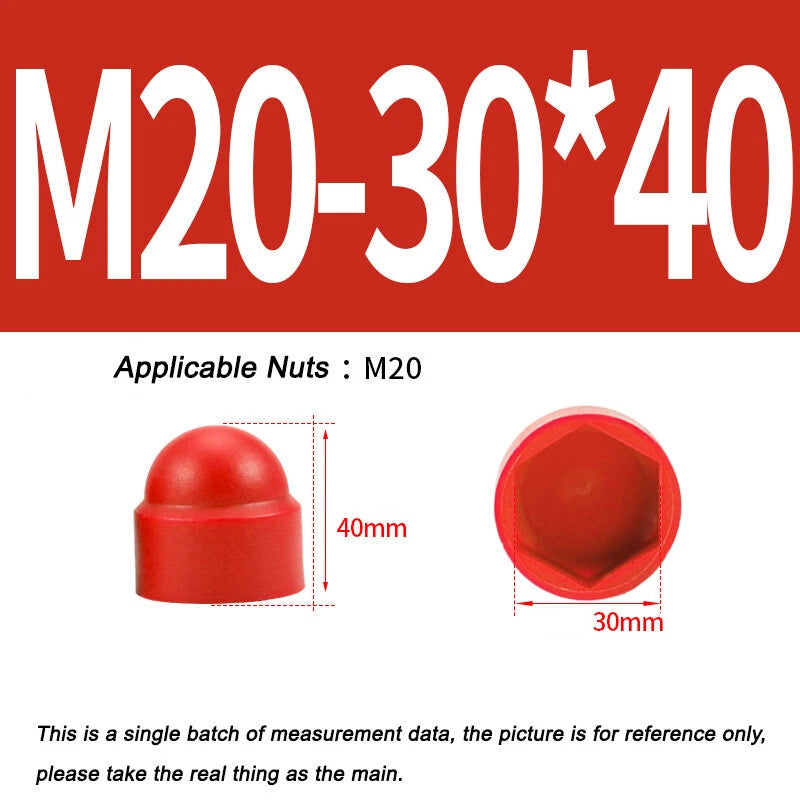 Hex Bolt & Nut Protection Caps – Plastic Hexagonal Screw Covers for M4 M5 M6 M8 M10 to M24 (PE, 5-100 Pack)