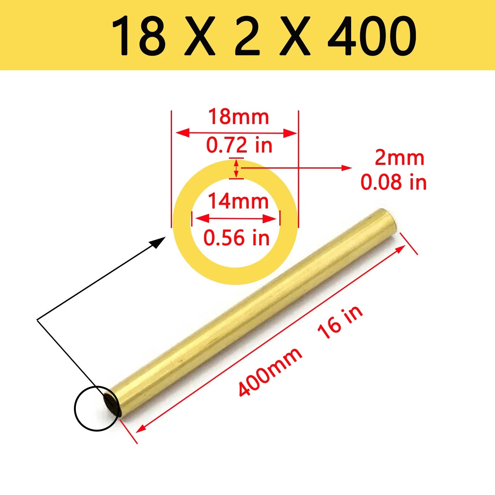 Brass Tubes ROUND PIPE Cu 62% OD 4mm 5mm 6mm 7mm 8mm To 25mm Length 400mm 0.4m